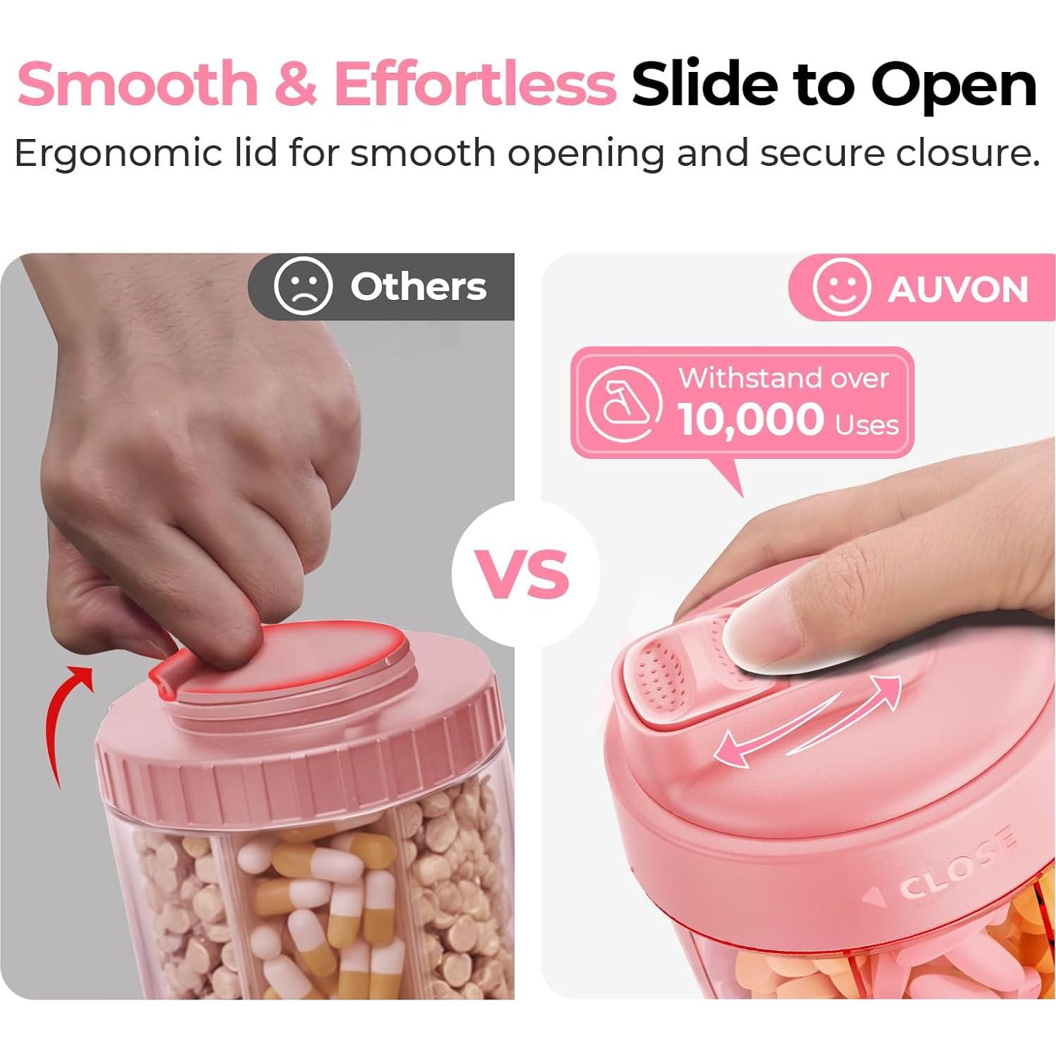 Dispensador de Pastillas AUVON Rosa para 7 Suplementos