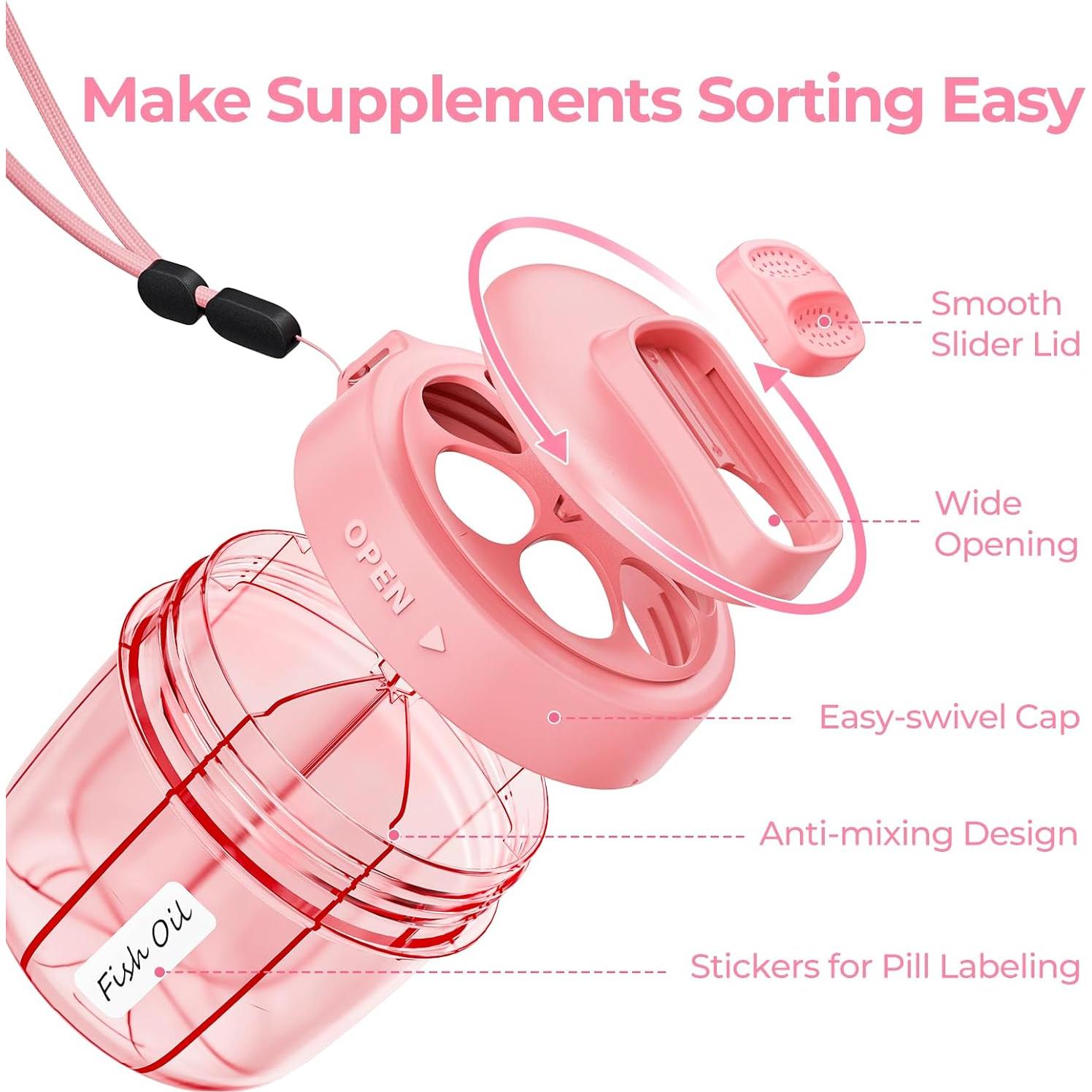 Dispensador de Pastillas AUVON Rosa para 7 Suplementos