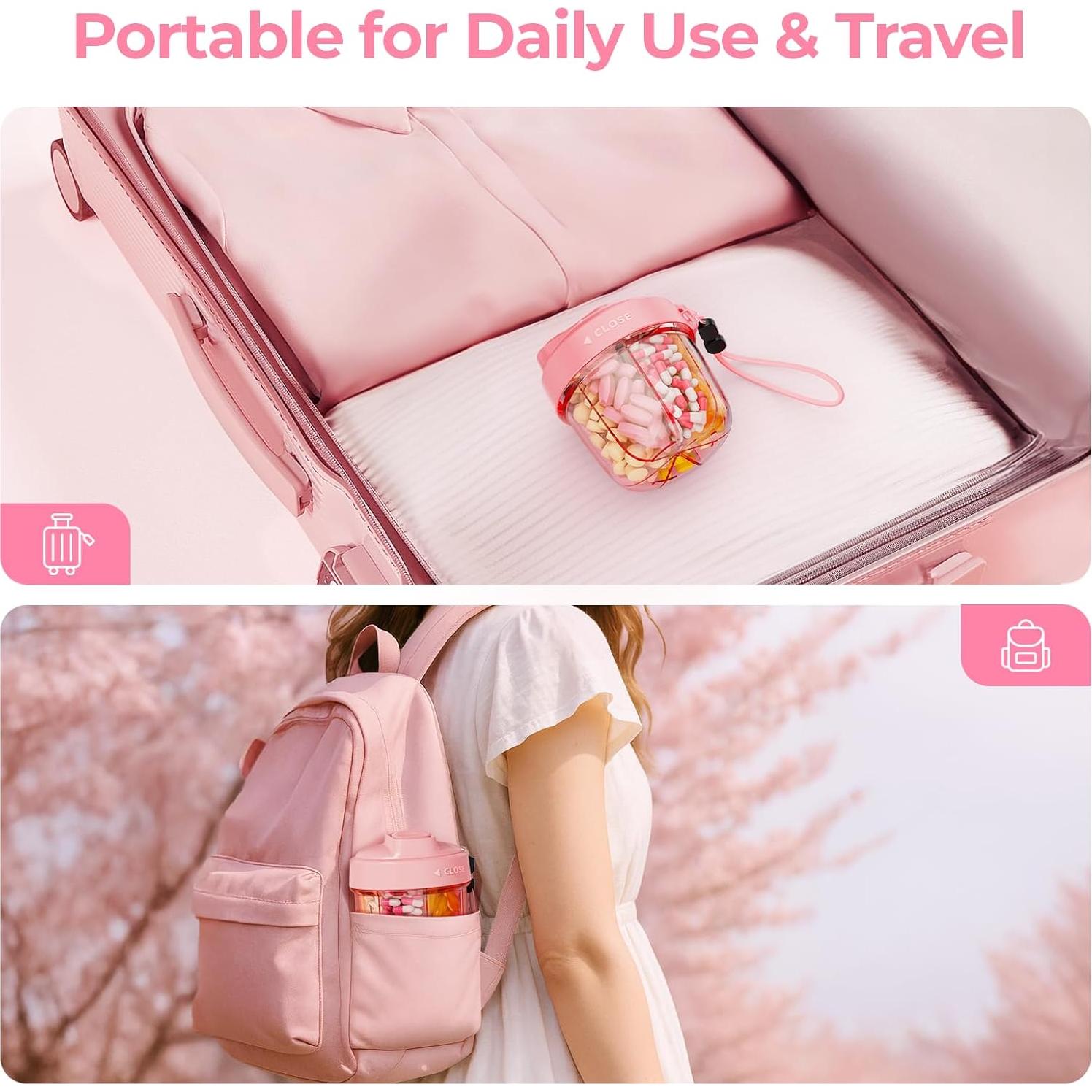 Dispensador de Pastillas AUVON Rosa para 7 Suplementos