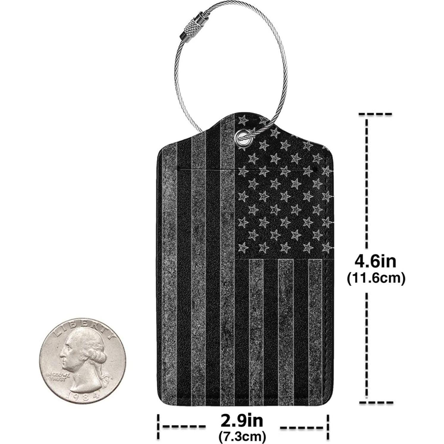 Etiquetas de Equipaje GACCAP 2 Pcs Cuero Negro Gris