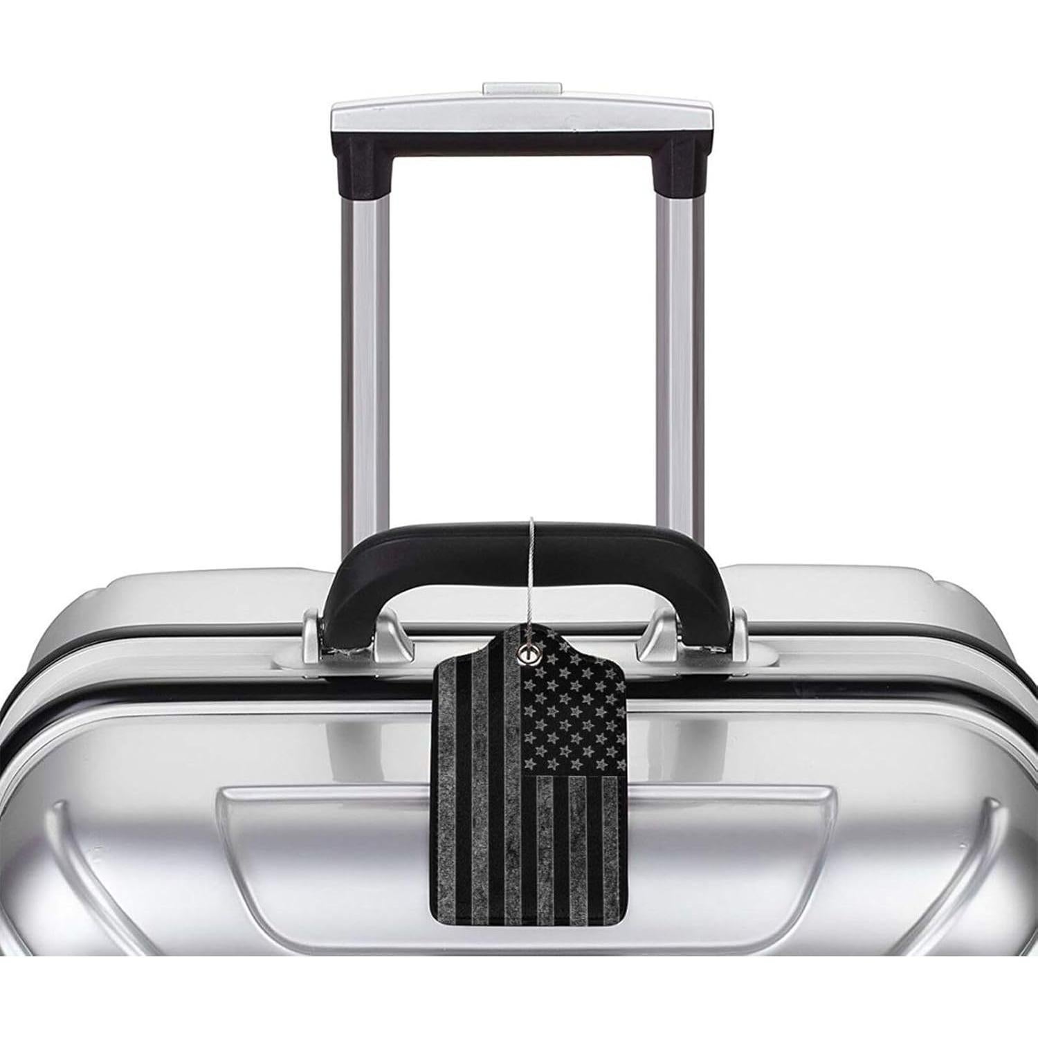 Etiquetas de Equipaje GACCAP 2 Pcs Cuero Negro Gris