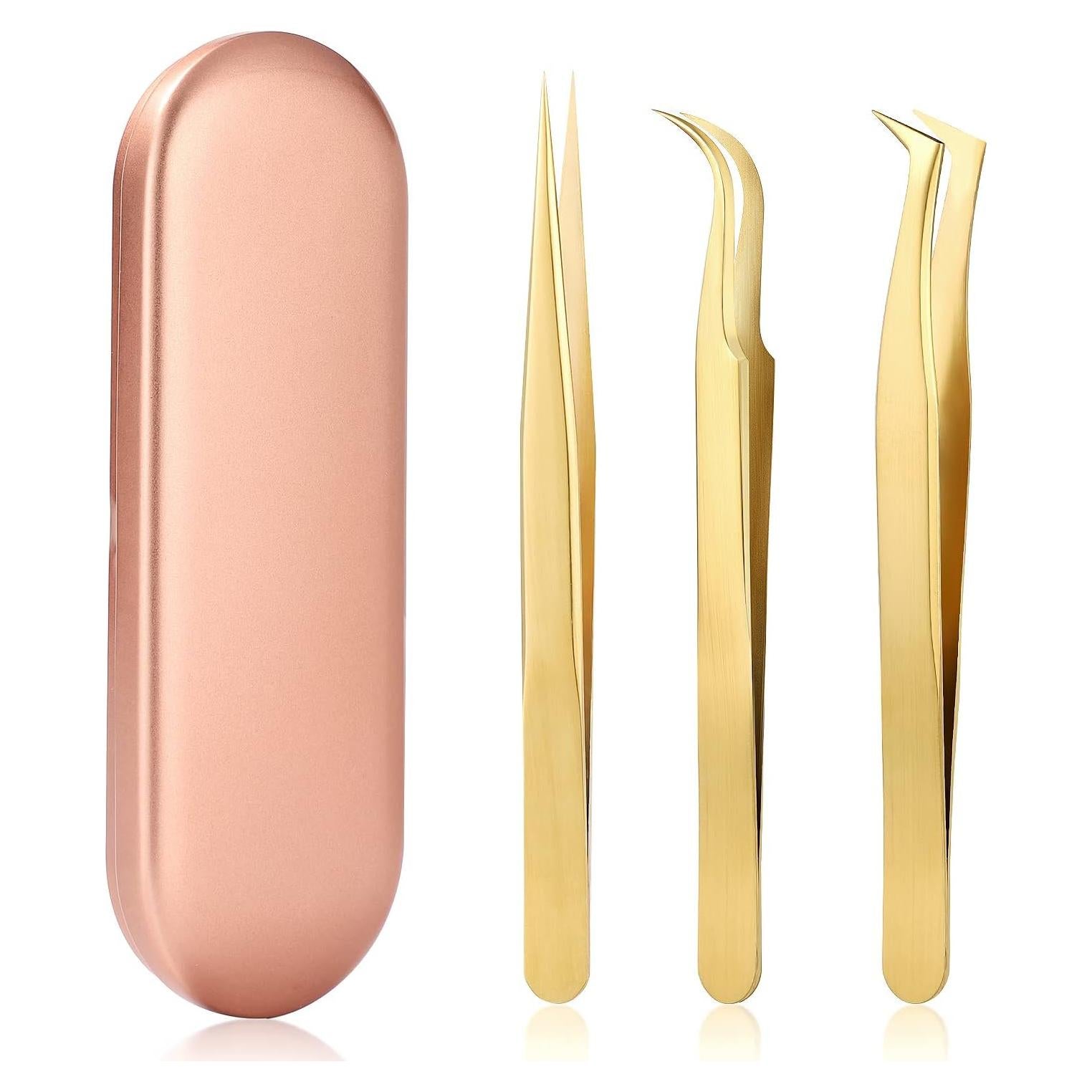 Juego de Pinzas de Pestañas Etercycle - 3 Pinzas de Acero Inoxidable