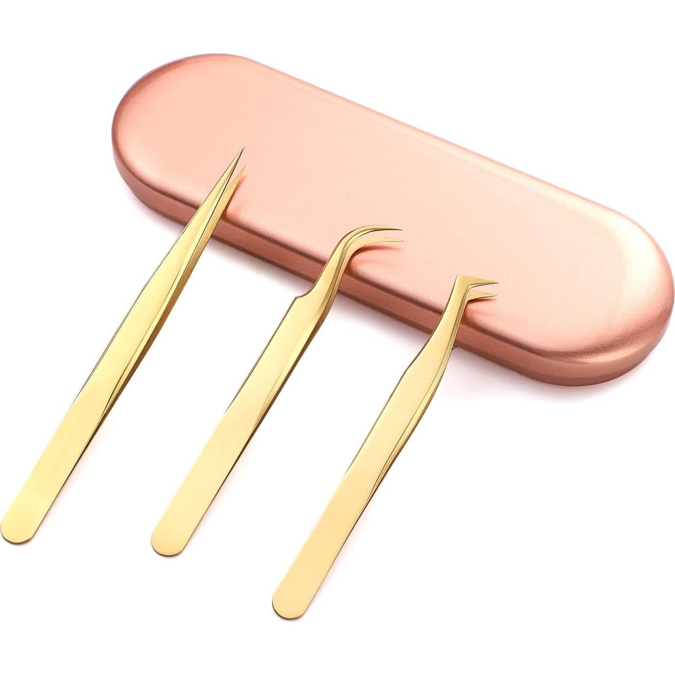 Juego de Pinzas de Pestañas Etercycle - 3 Pinzas de Acero Inoxidable