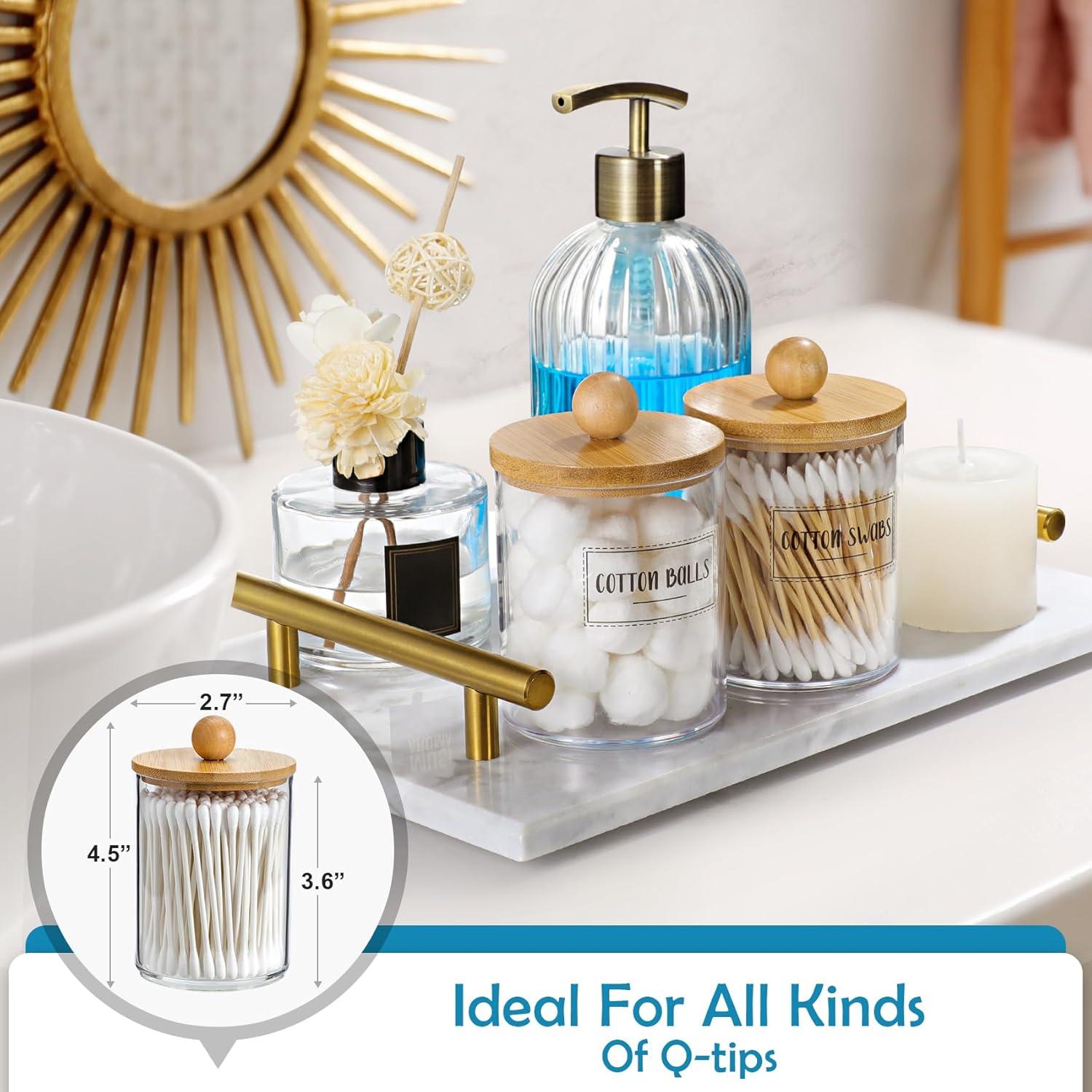 VITEVER 2 Tarros de Plástico 10 oz con Tapa de Bambú