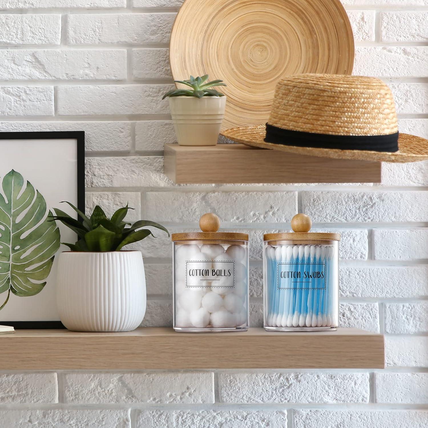 VITEVER 2 Tarros de Plástico 10 oz con Tapa de Bambú