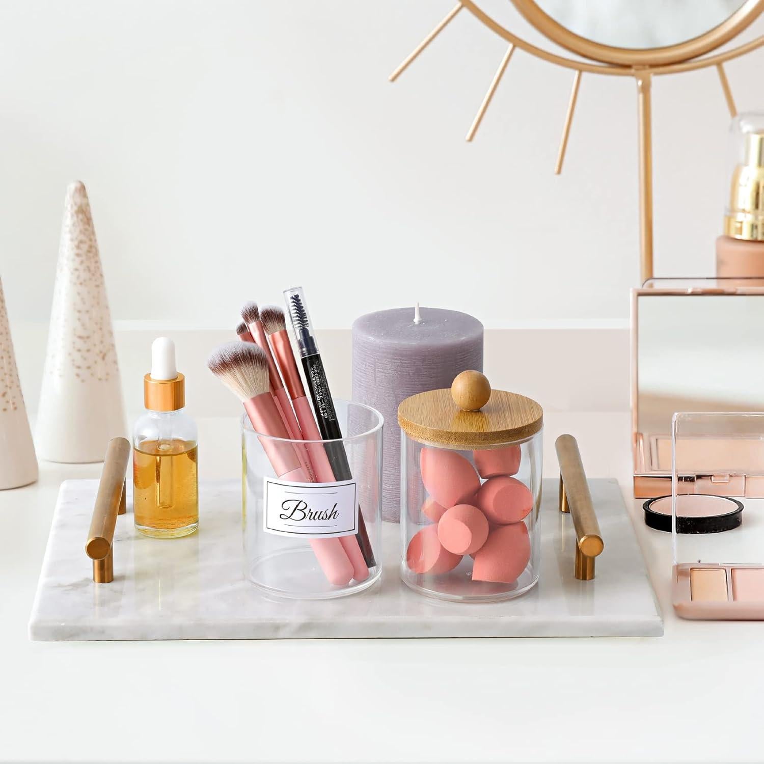 VITEVER 2 Tarros de Plástico 10 oz con Tapa de Bambú