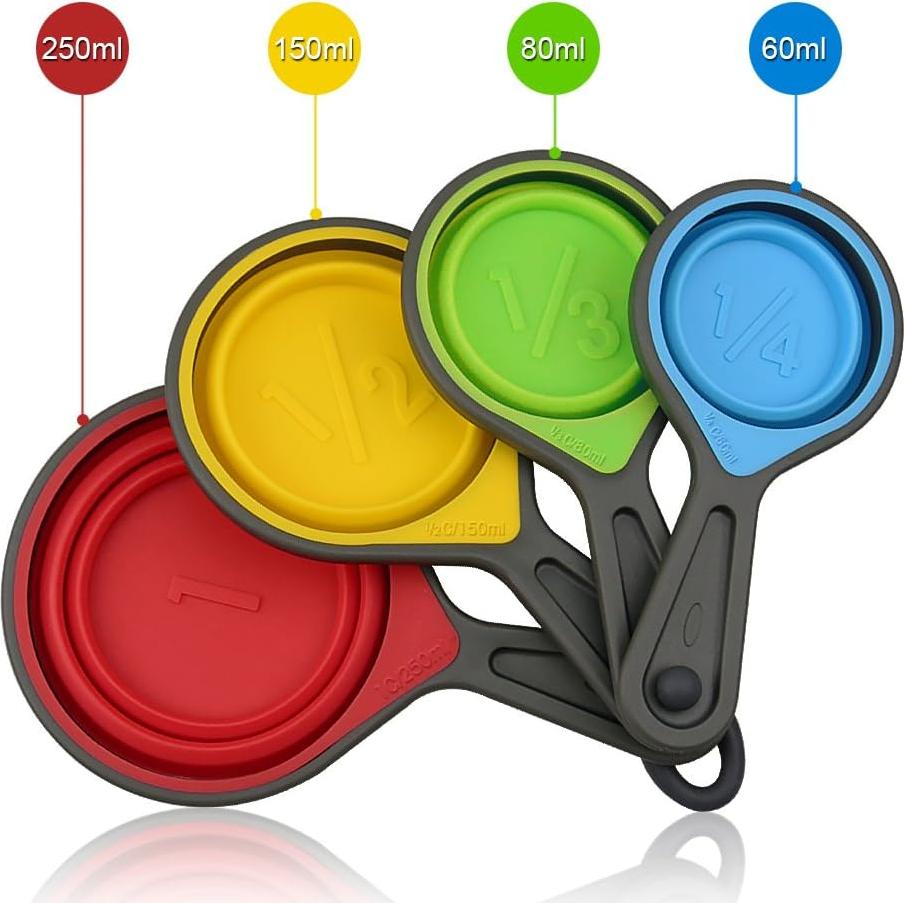 Set de Tazas y Cucharas Medidoras Leepiya 8 Piezas Silicona