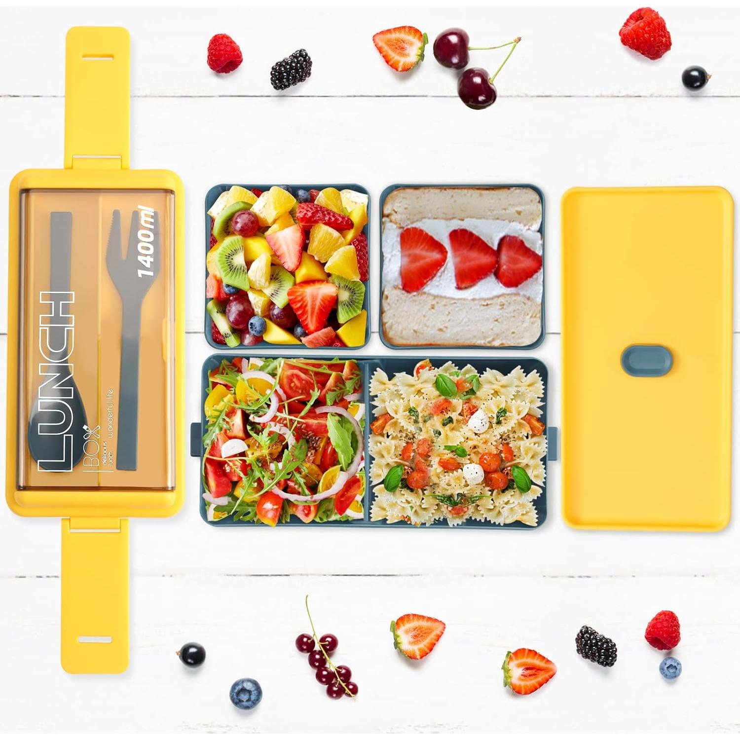 Caja Bento 2 Pack CHZZMS 1400ml Ecológica Apilable Verde/Azul