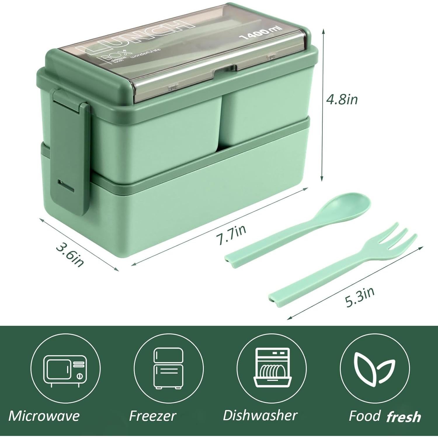 Caja Bento 2 Pack CHZZMS 1400ml Ecológica Apilable Verde/Azul