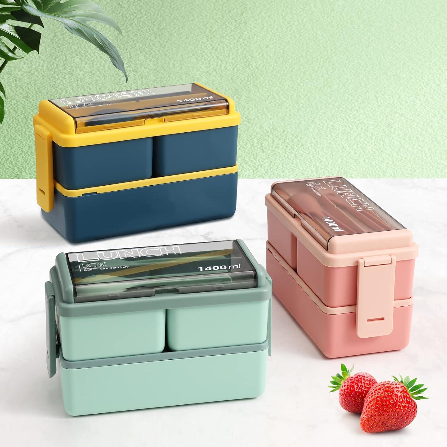 Caja Bento 2 Pack CHZZMS 1400ml Ecológica Apilable Verde/Azul