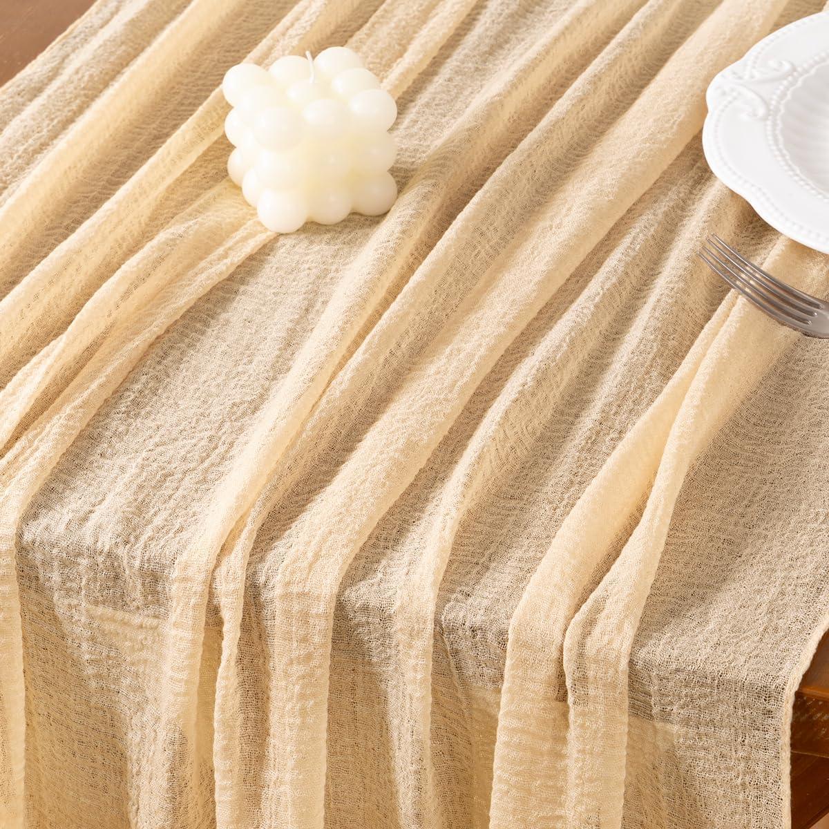 Corredor de Mesa de Gasa Beige Socomi 3.05m para Bodas y Fiestas