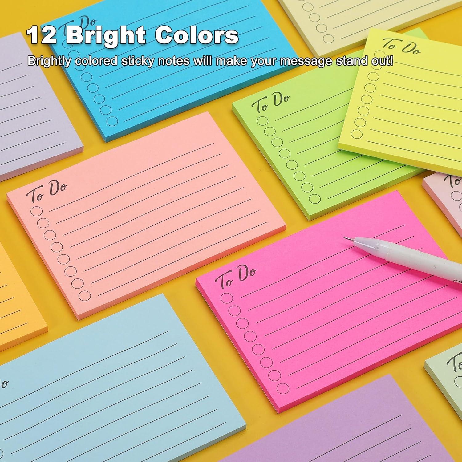 Bloc de Notas Adhesivas HQCME 12 Colores 7.6x10.2 cm 504 Hojas