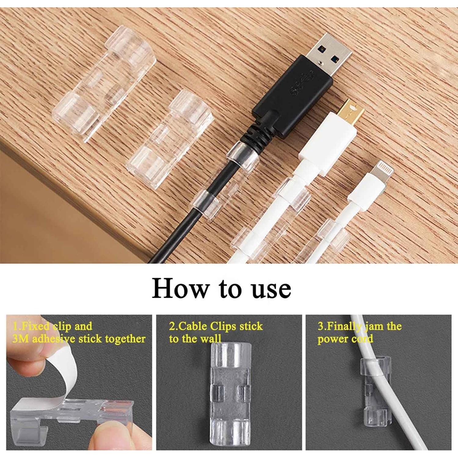 40 Clips de Cable Adhesivos JinRui-T, 20 Pequeños y 20 Grandes