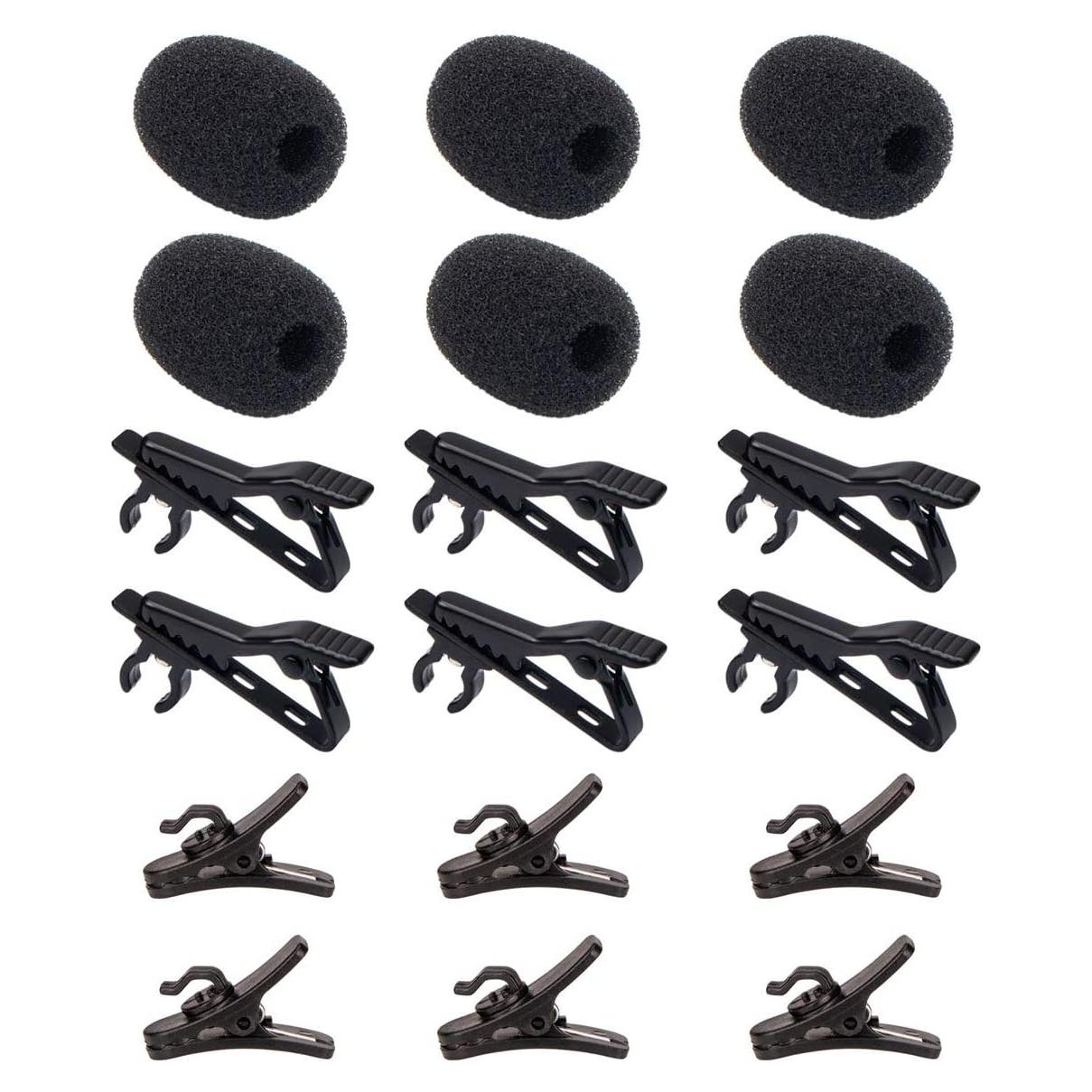 Kit 18 Piezas Clips y Cubiertas para Micrófono Lavalier