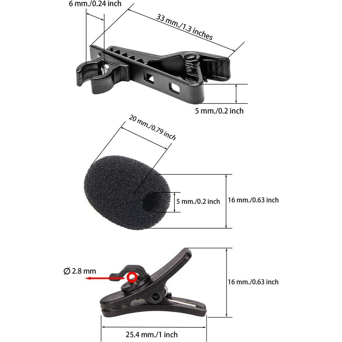 Kit 18 Piezas Clips y Cubiertas para Micrófono Lavalier