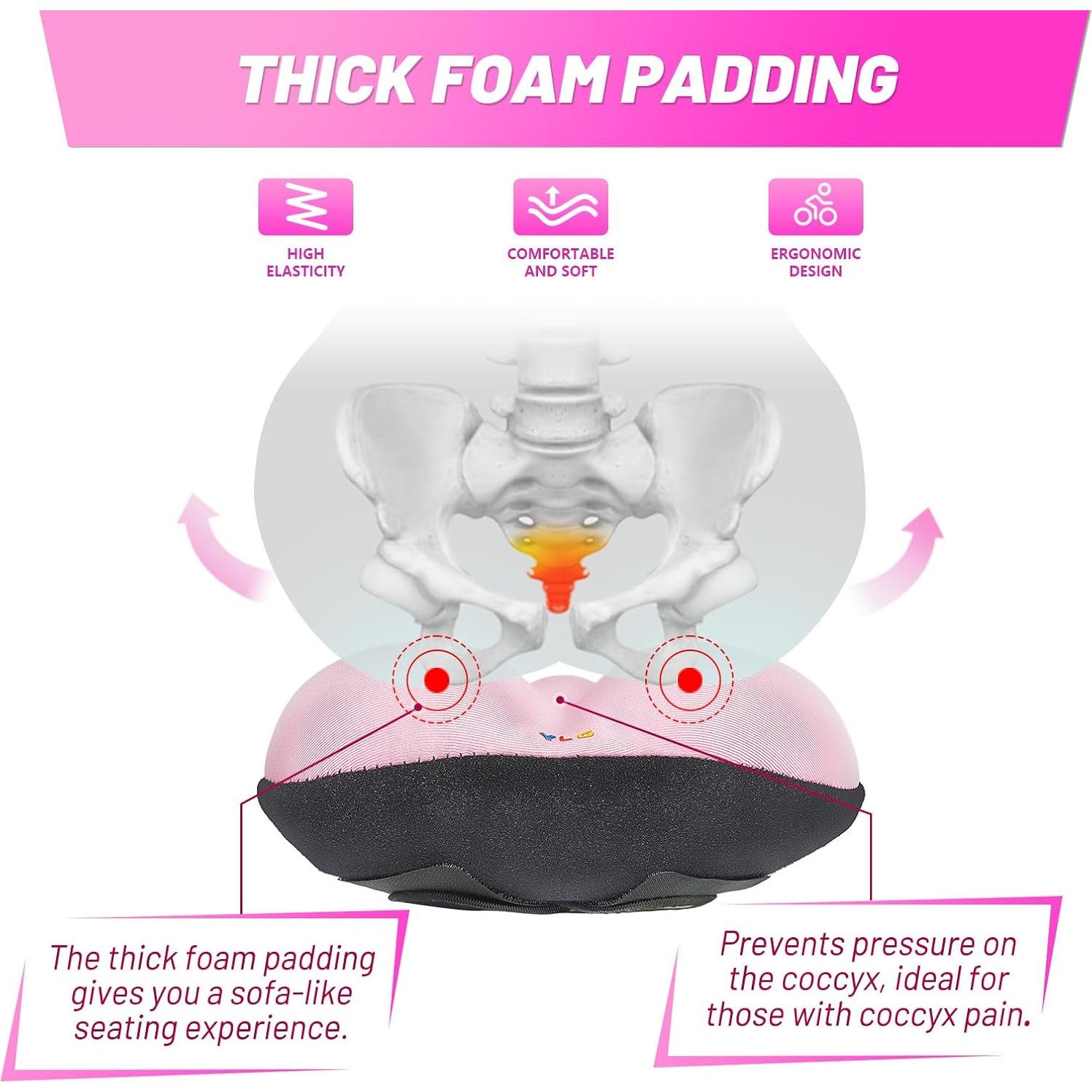 Funda de Asiento de Bicicleta YLG Rosa 28x20 cm Gel Acolchado