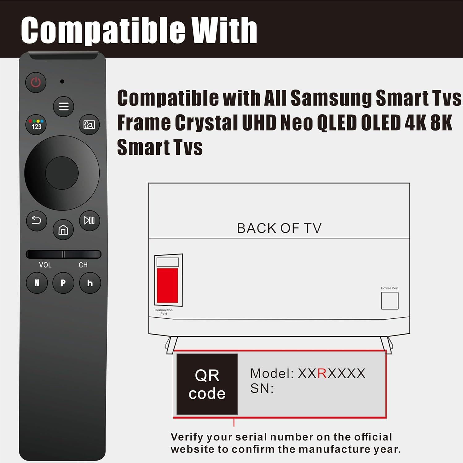 Control Remoto Universal Samsung BN59-01330A para TV 4K 8K
