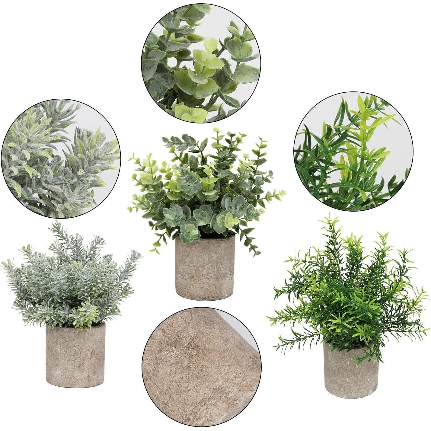 Flojery 2 Plantas Artificiales Eucalipto en Macetas Decorativas