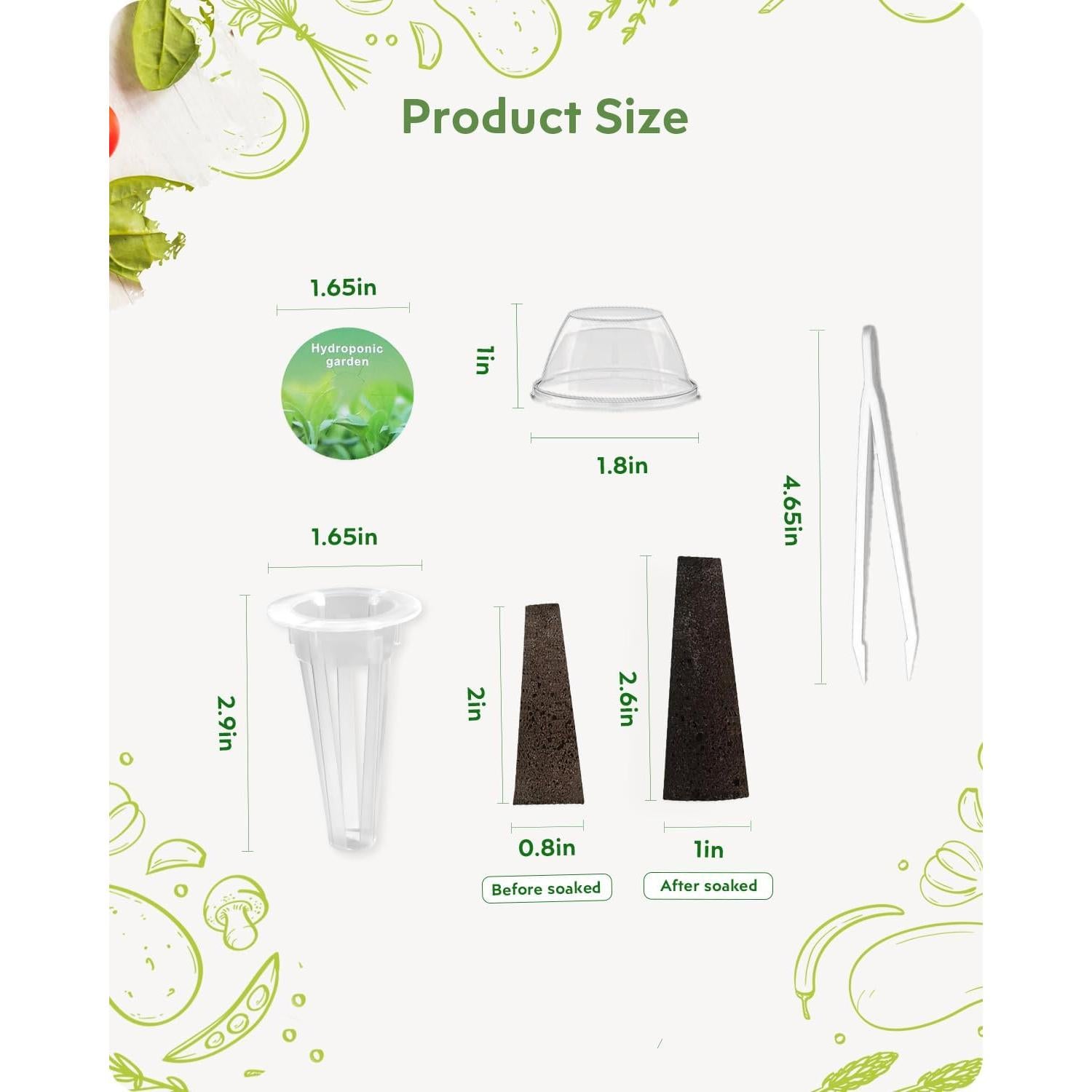 Kit de Jardinería Hidropónica URUQ 140 Piezas - Esponjas, Cestas, Domos