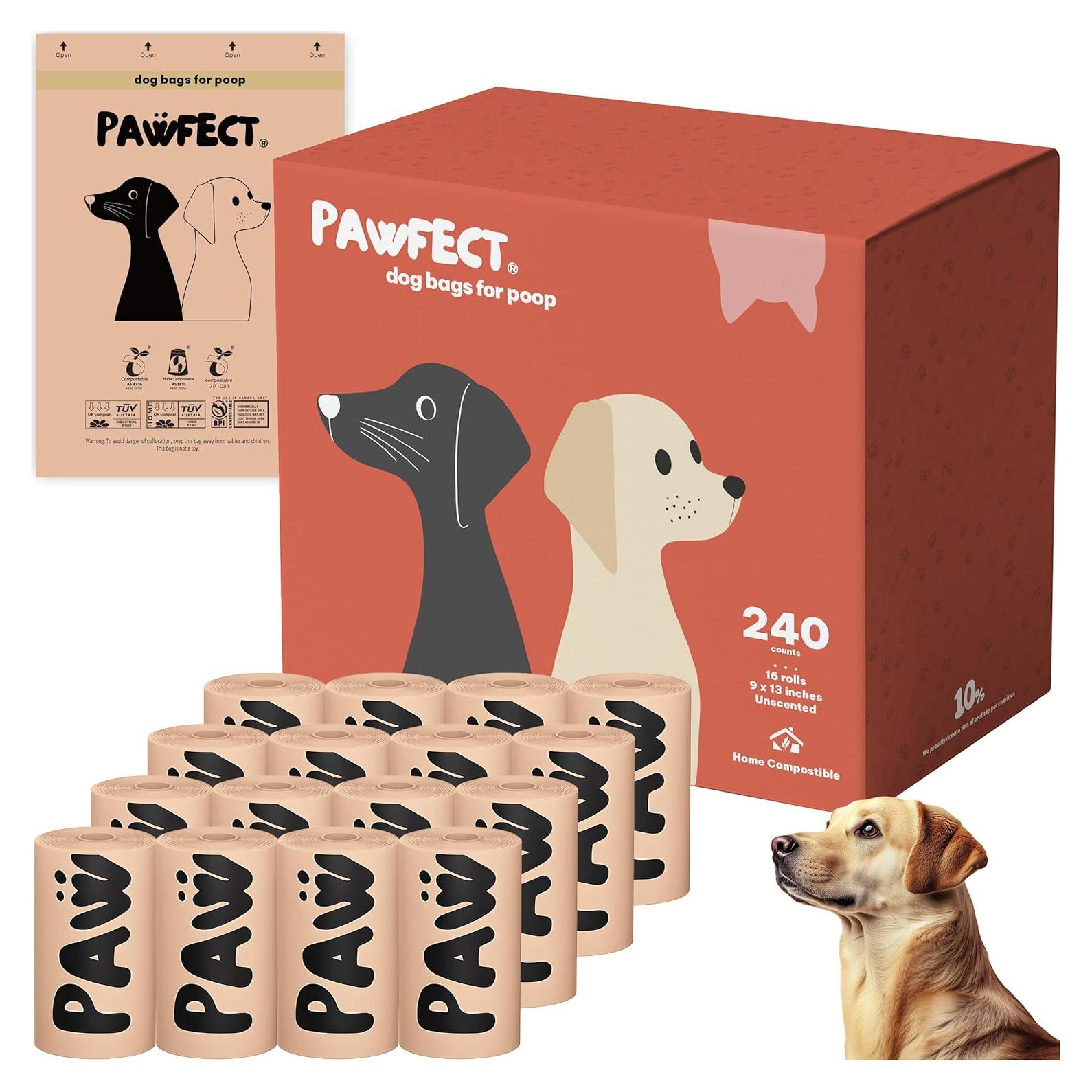 Bolsas Biodegradables para Perros Pawfect - 240 Cuentas Grandes