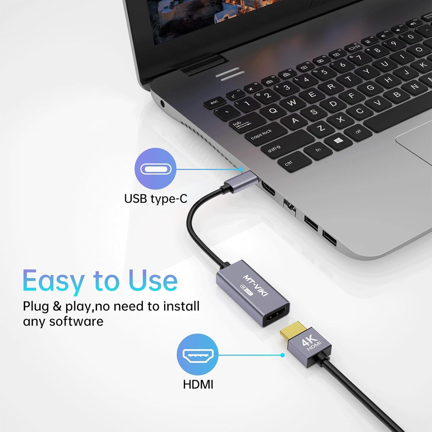 Adaptador USB C a HDMI 4K MT-VIKI - Compatible con MacBook y más