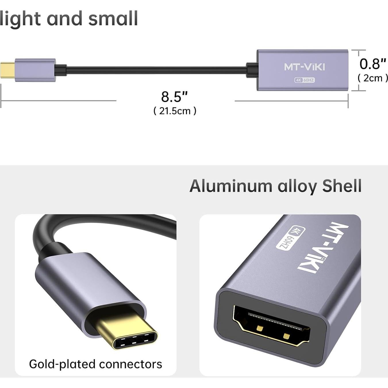 Adaptador USB C a HDMI 4K MT-VIKI - Compatible con MacBook y más