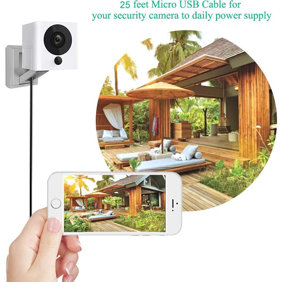 Cable de Extensión de Poder 2-Pack SMAYS 7.62m USB a Micro USB Negro