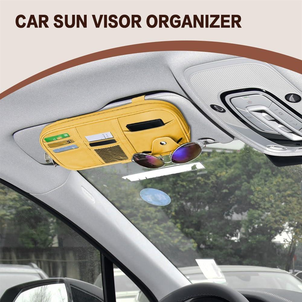 Organizador de Visera de Coche Middrivr PU Beige 29x16 cm