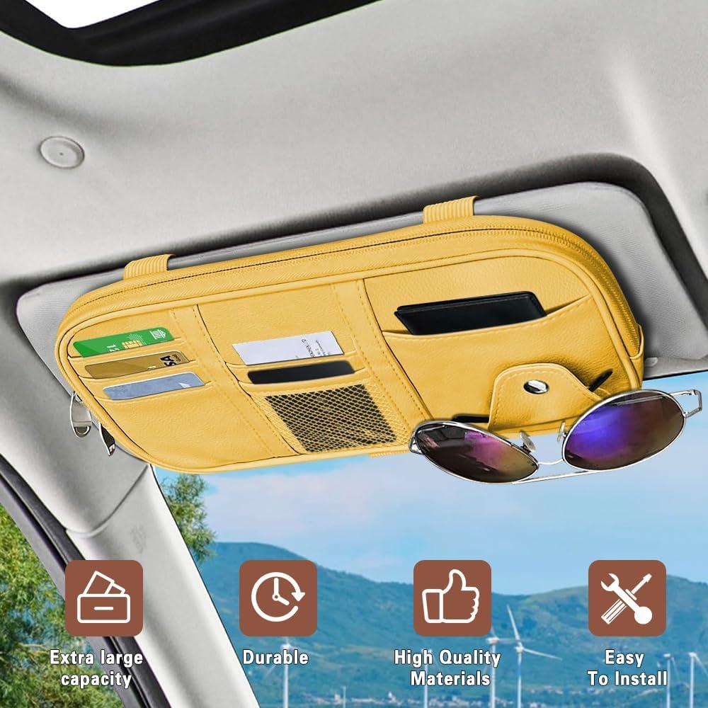 Organizador de Visera de Coche Middrivr PU Beige 29x16 cm