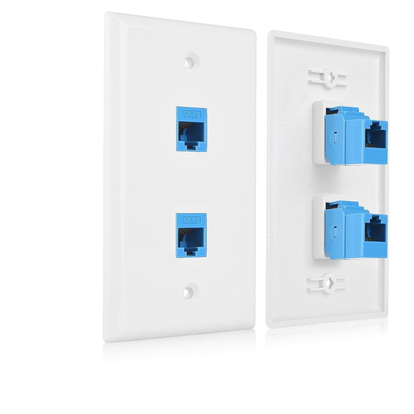 Placa de Pared Ethernet 2 Puertos Cable Matters Cat 6 RJ45 Azul