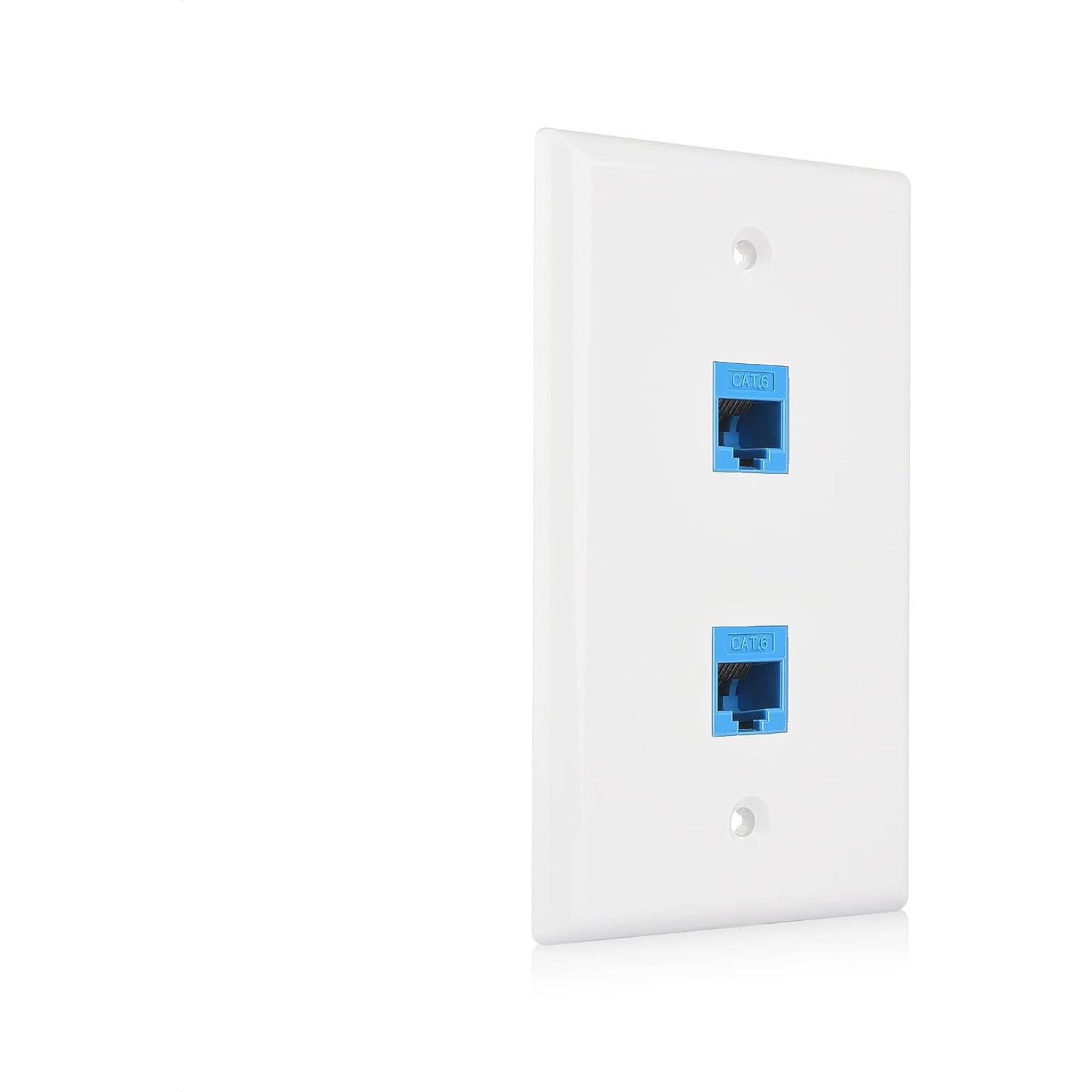 Placa de Pared Ethernet 2 Puertos Cable Matters Cat 6 RJ45 Azul