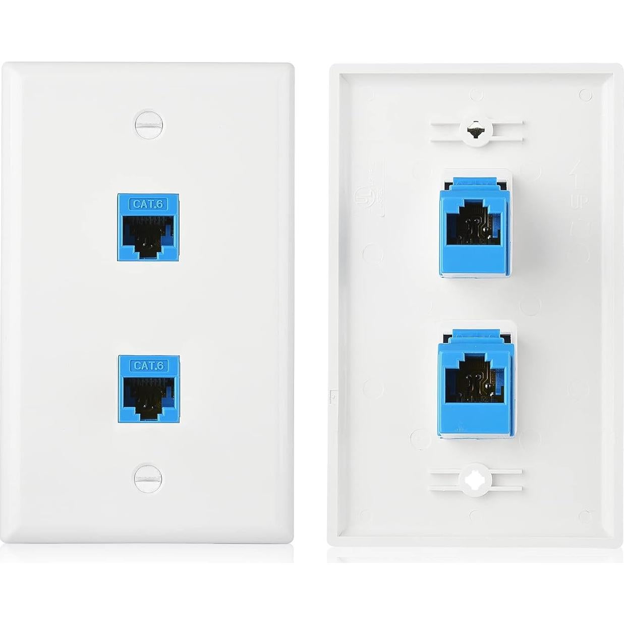 Placa de Pared Ethernet 2 Puertos Cable Matters Cat 6 RJ45 Azul