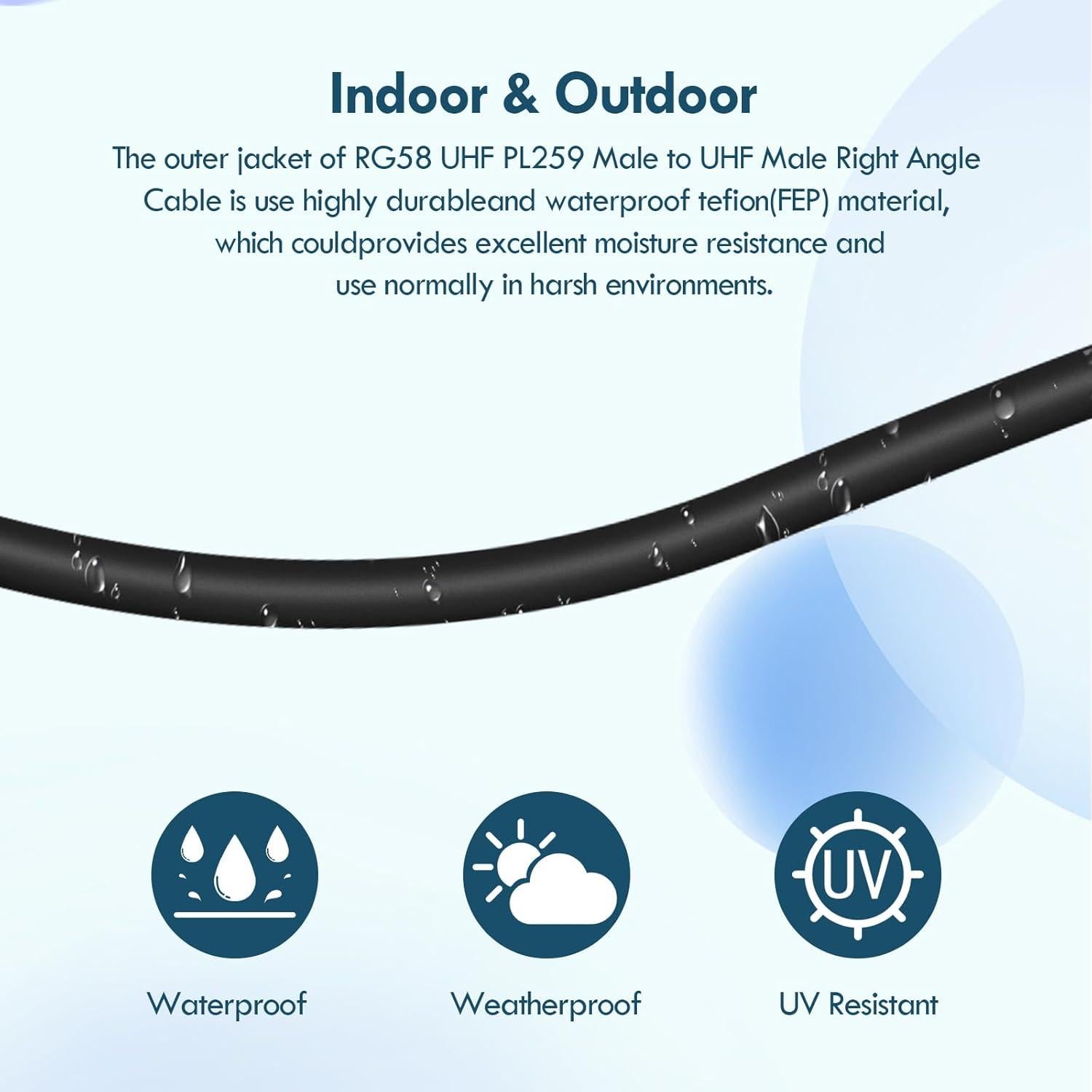 Cable Coaxial RG58 UHF Macho a Macho 30.48cm 2PCS MOOKEERF