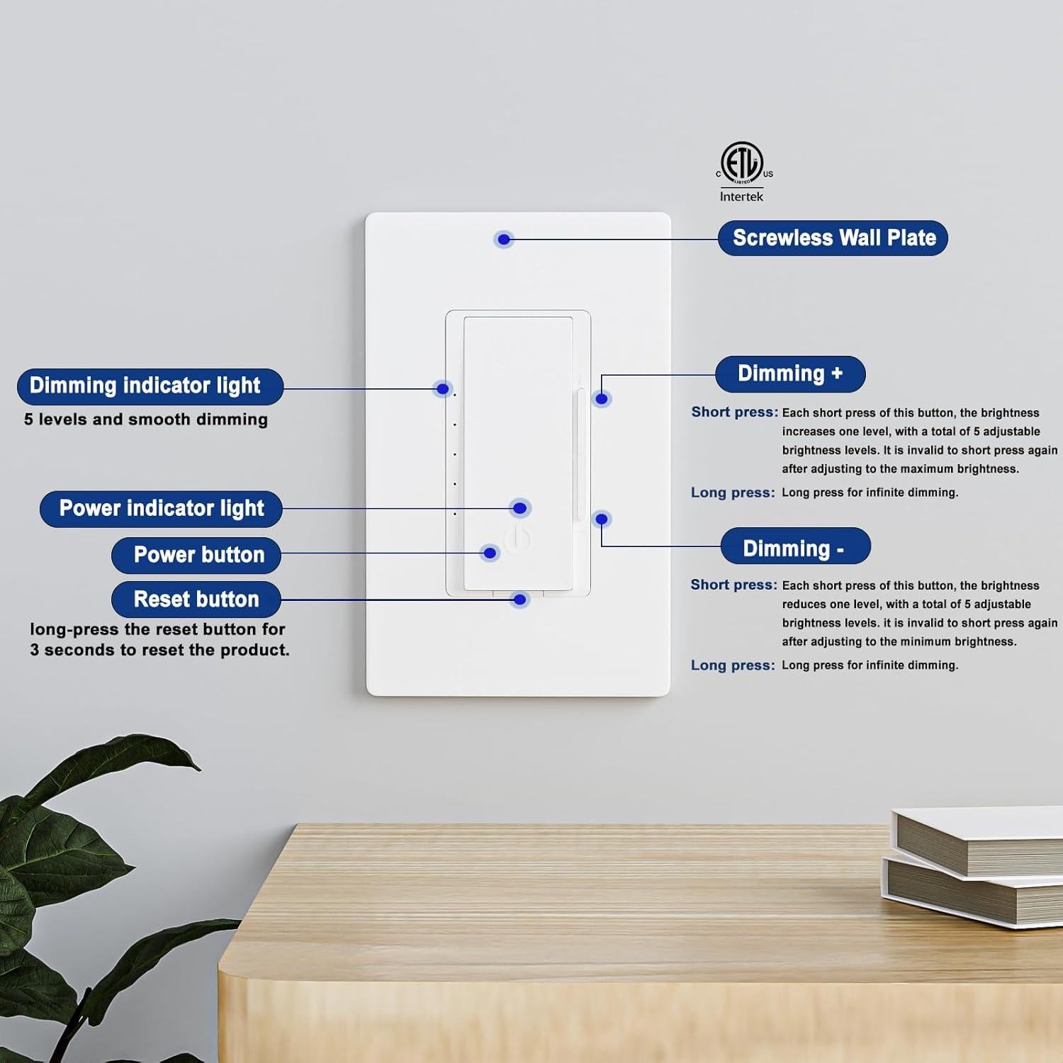Interruptores de Luz Regulables BRILLTECH Paquete de 6 300W/600W