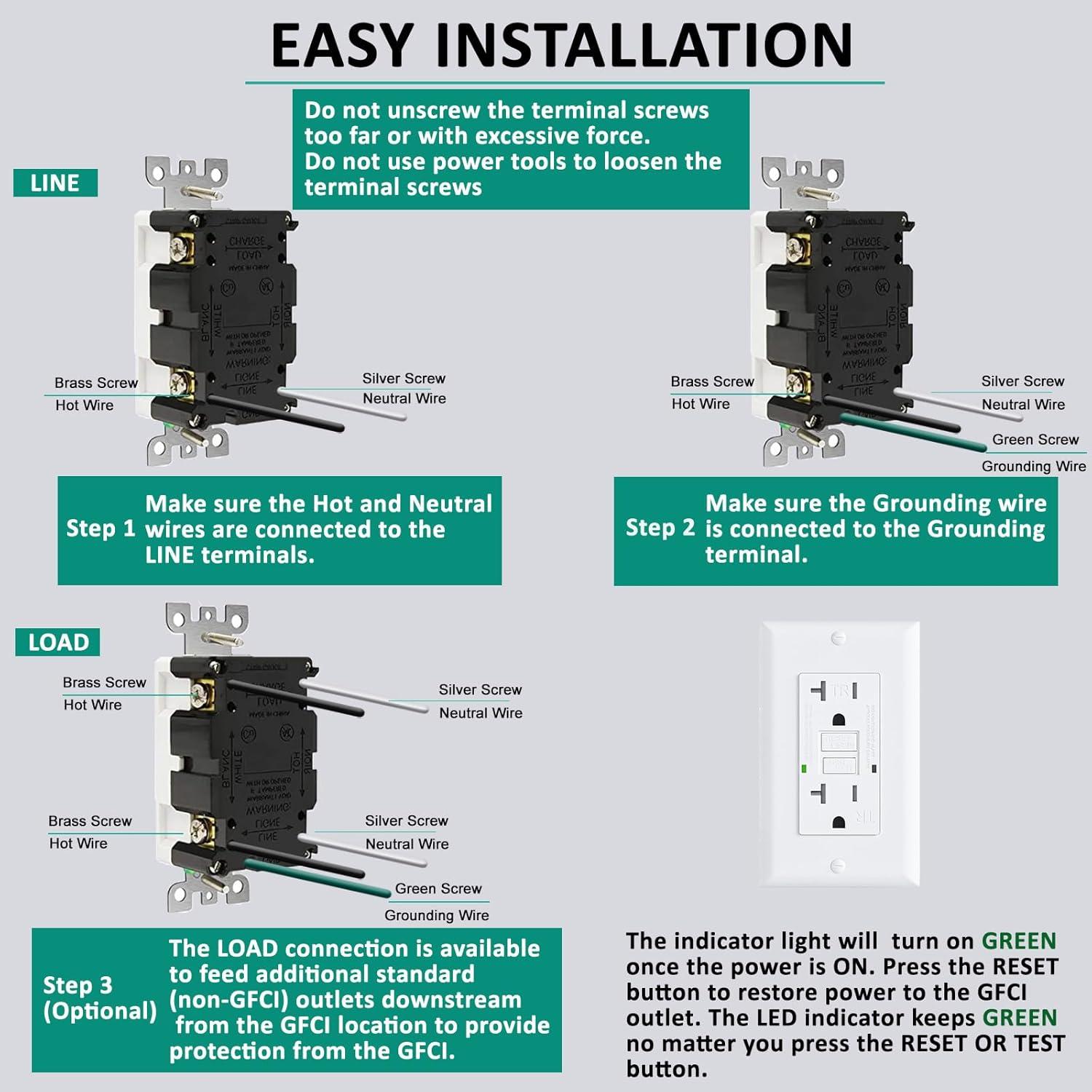 Toma de Corriente GFCI 20A BRILLTECH con Auto-Prueba y LED