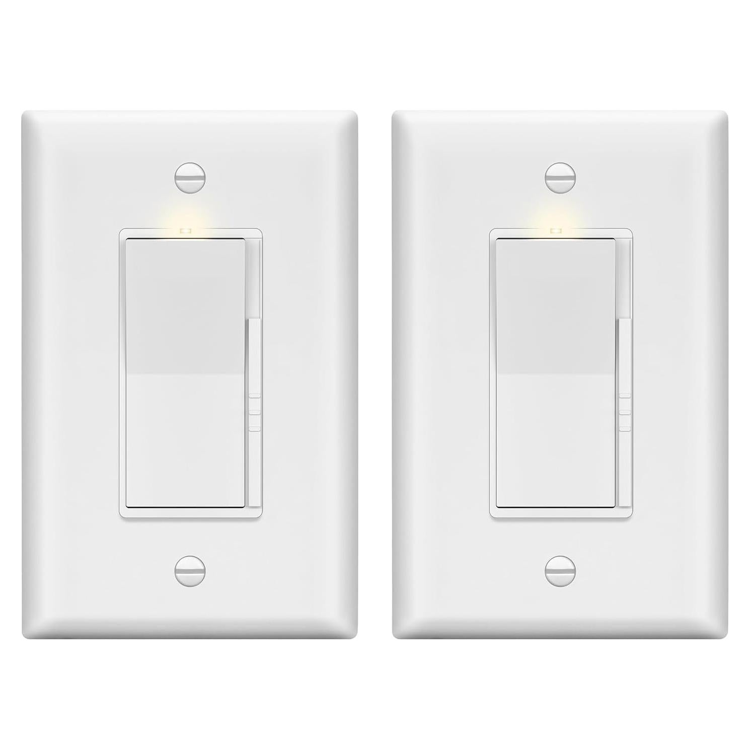 Interruptor Atenuador LIDER 300W 2 Paquetes Blanco Dimmable