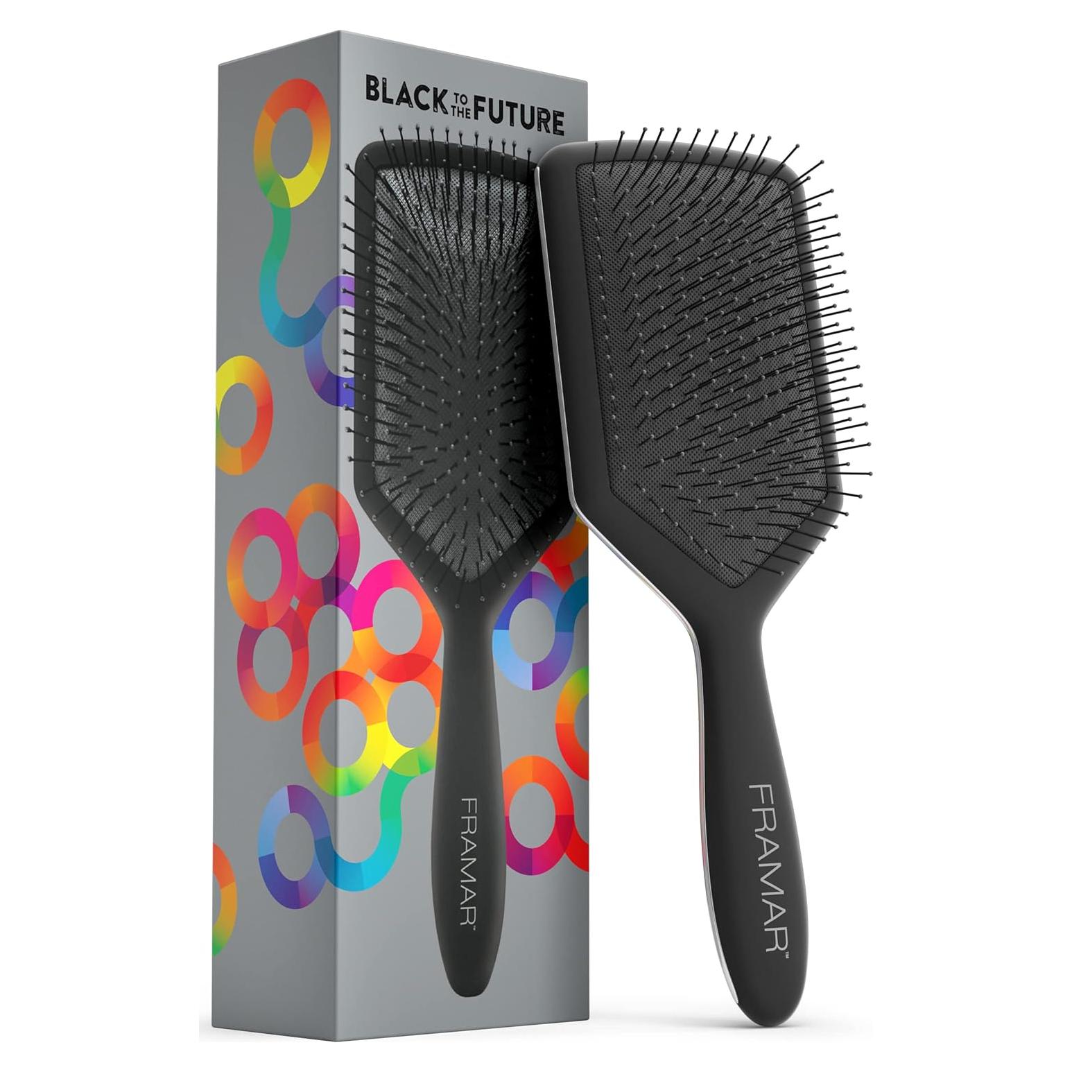 Cepillo Paddle Desenredante Framar Negro para Cabello Grueso