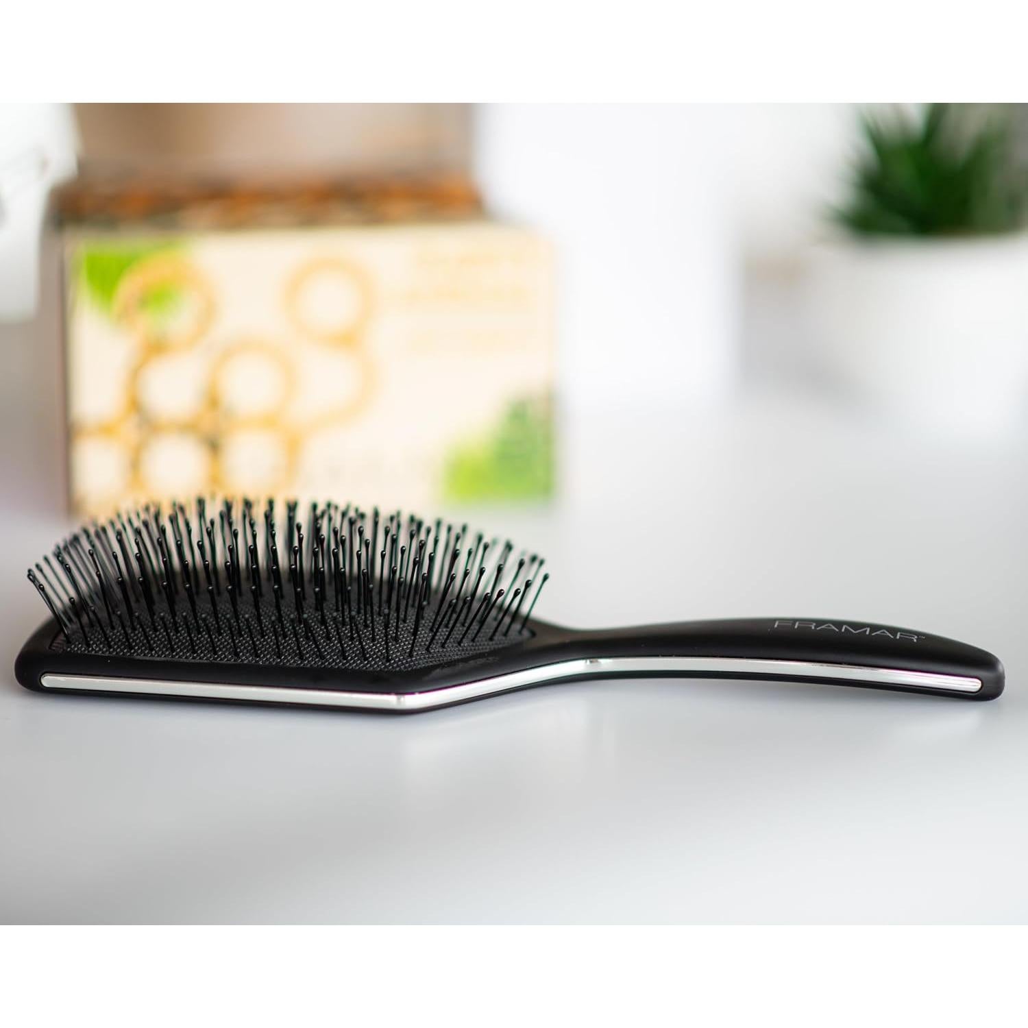 Cepillo Paddle Desenredante Framar Negro para Cabello Grueso