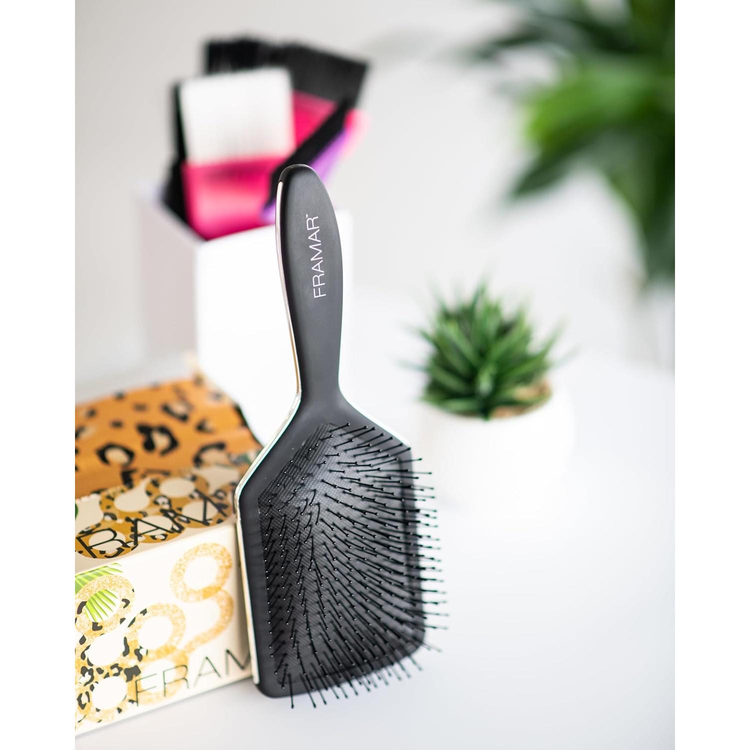 Cepillo Paddle Desenredante Framar Negro para Cabello Grueso