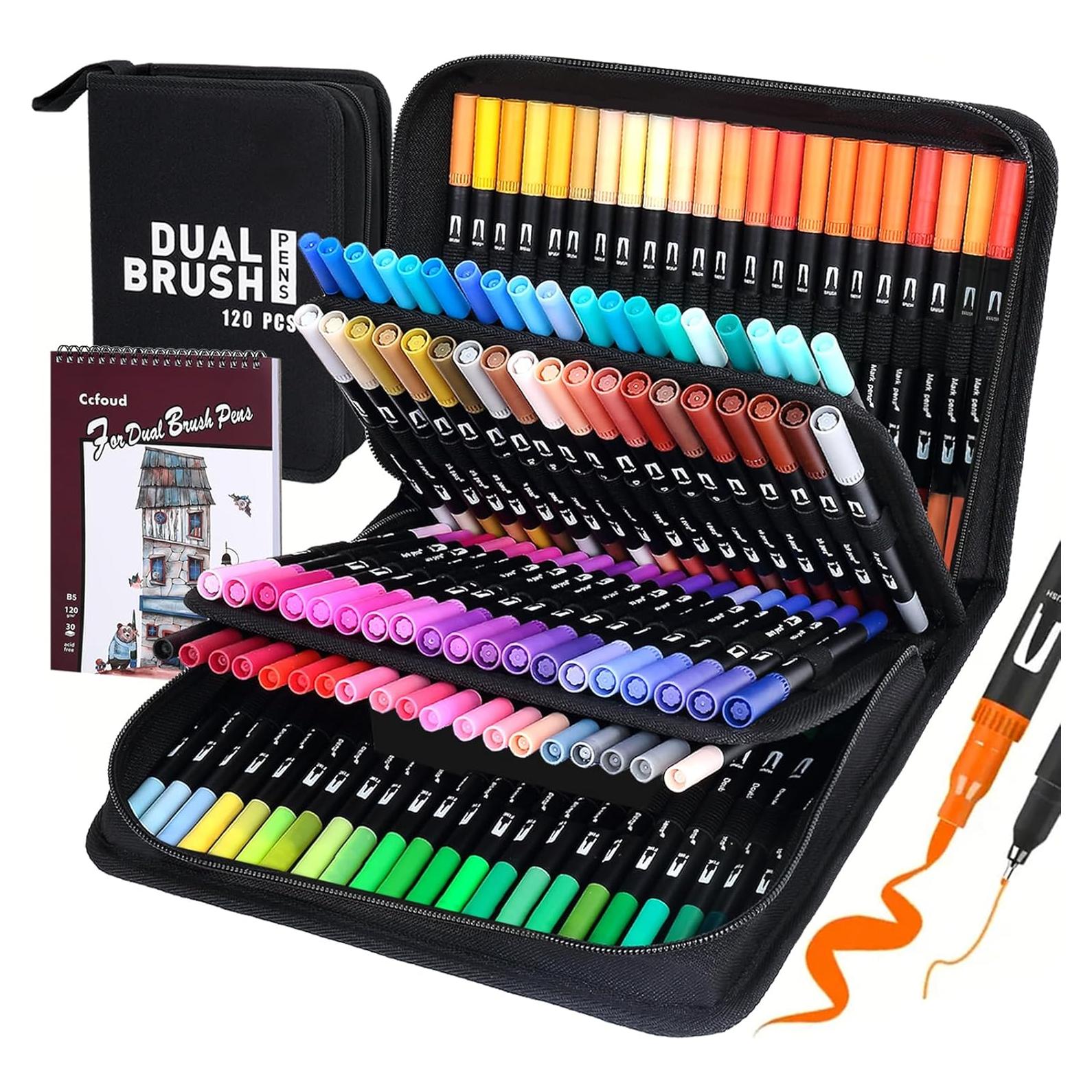 Marcadores de Doble Punta Ccfoud 120 Colores Fineliner y Pincel