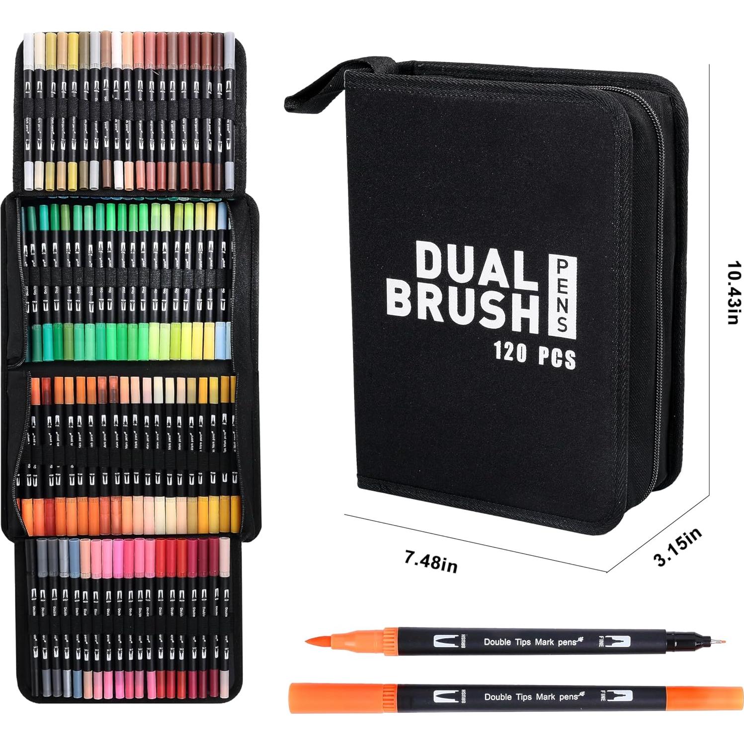 Marcadores de Doble Punta Ccfoud 120 Colores Fineliner y Pincel