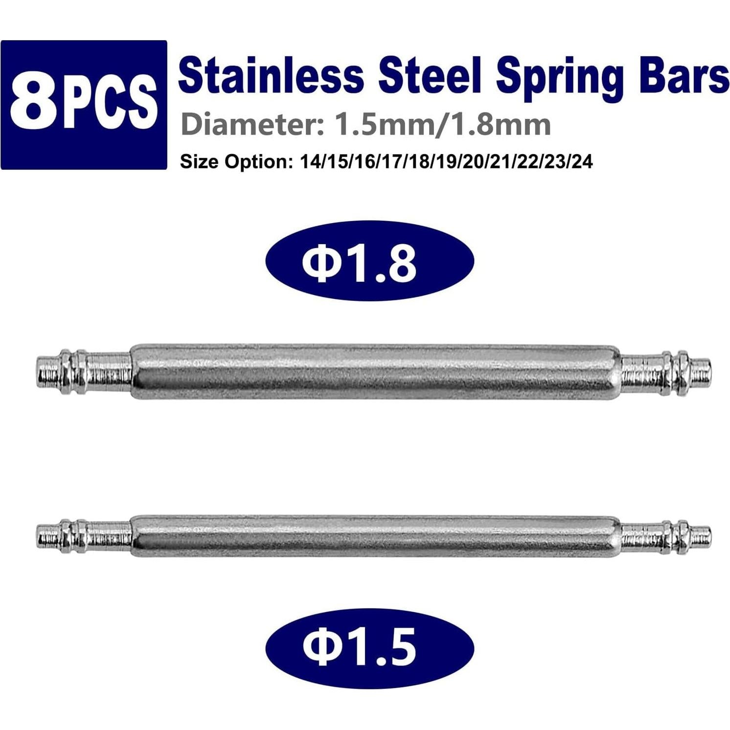 Barras de Resorte WOCCI 8mm para Correa de Reloj - 8 Piezas