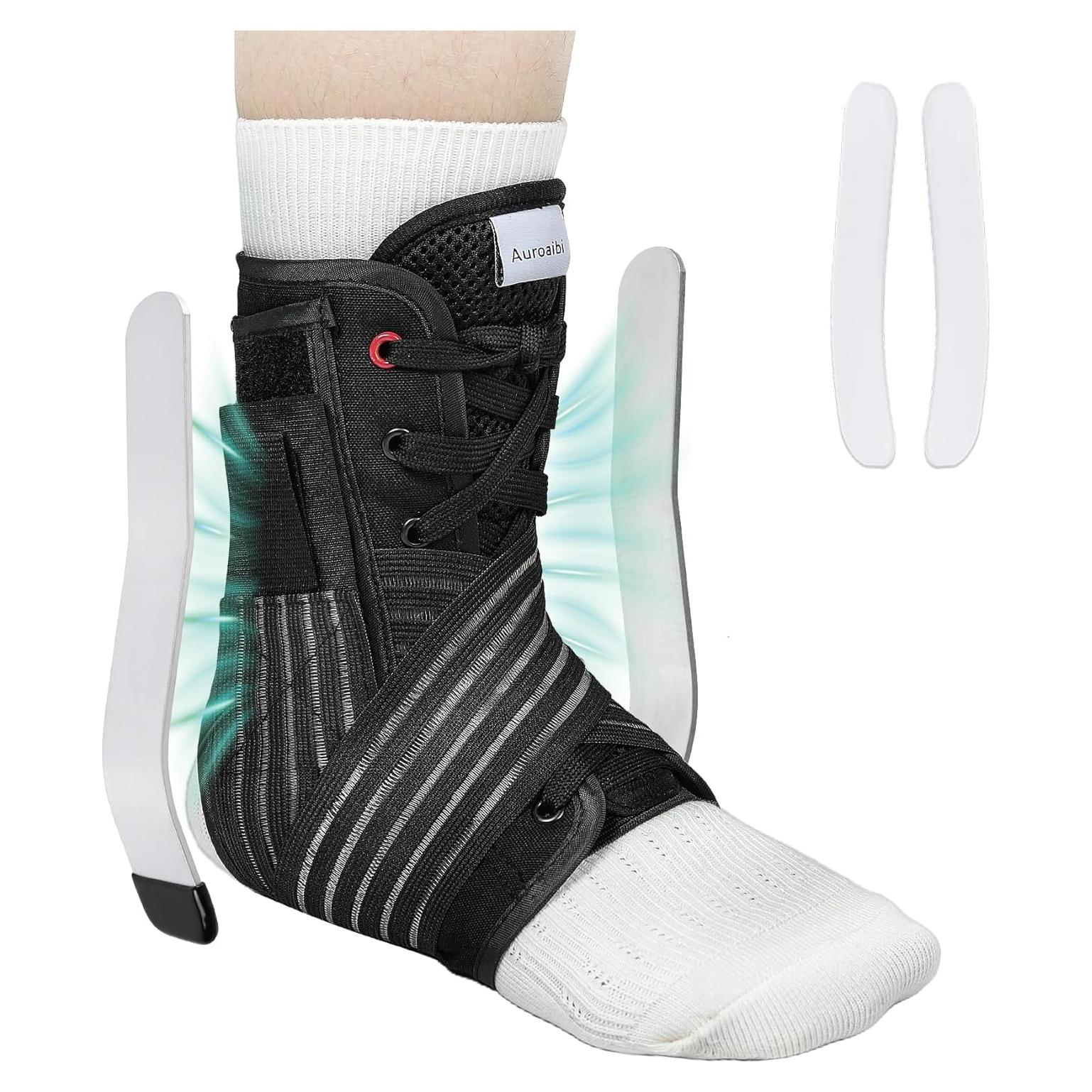 Soporte para Tobillo Ajustable Auroaibi Negro para Lesiones