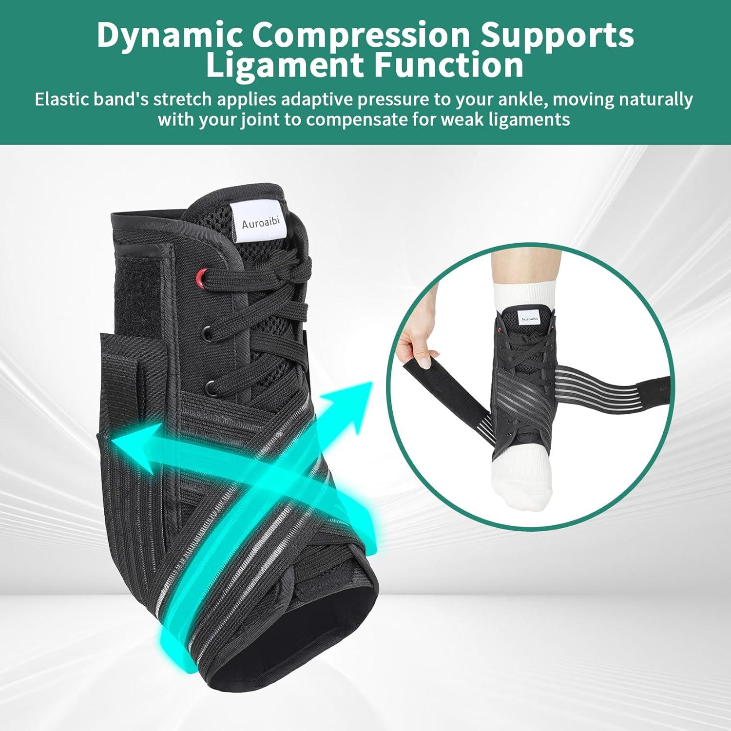 Soporte para Tobillo Ajustable Auroaibi Negro para Lesiones