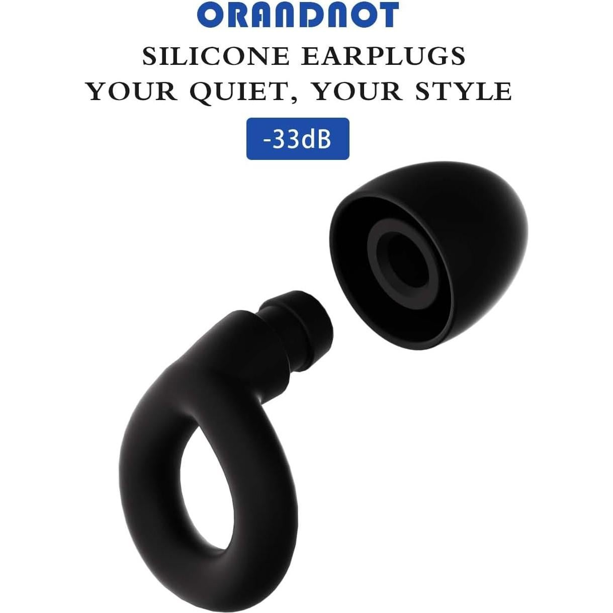 Tapones para Oídos ORANDNOT Silicona NRR 33dB 4 Tamaños Negro