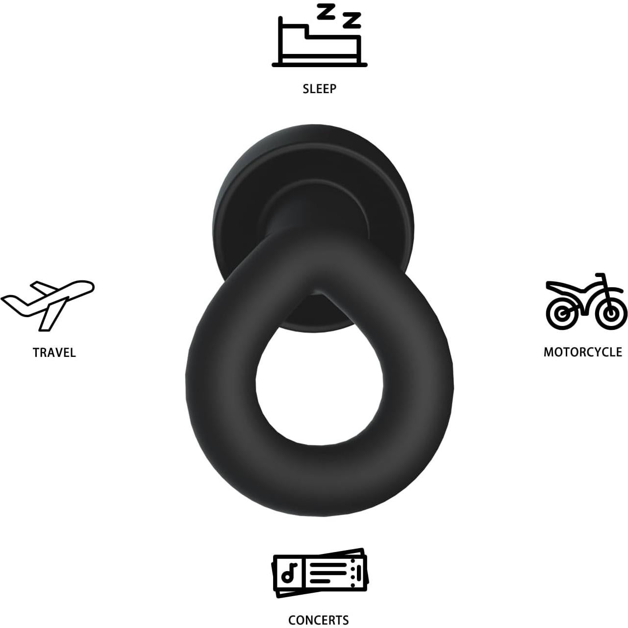 Tapones para Oídos ORANDNOT Silicona NRR 33dB 4 Tamaños Negro