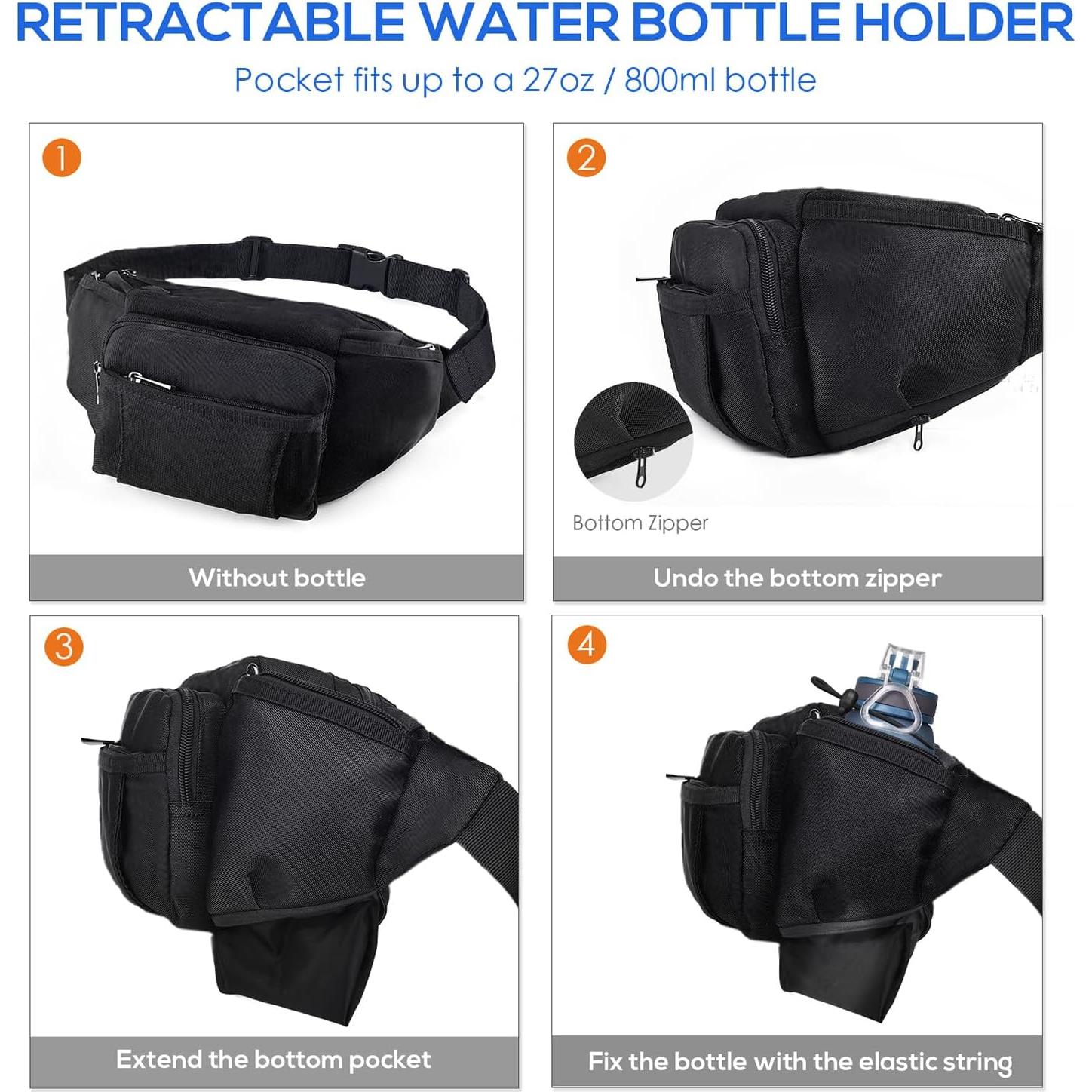 Bolsa de Cintura NOOLA para Senderismo y Ciclismo - Negro