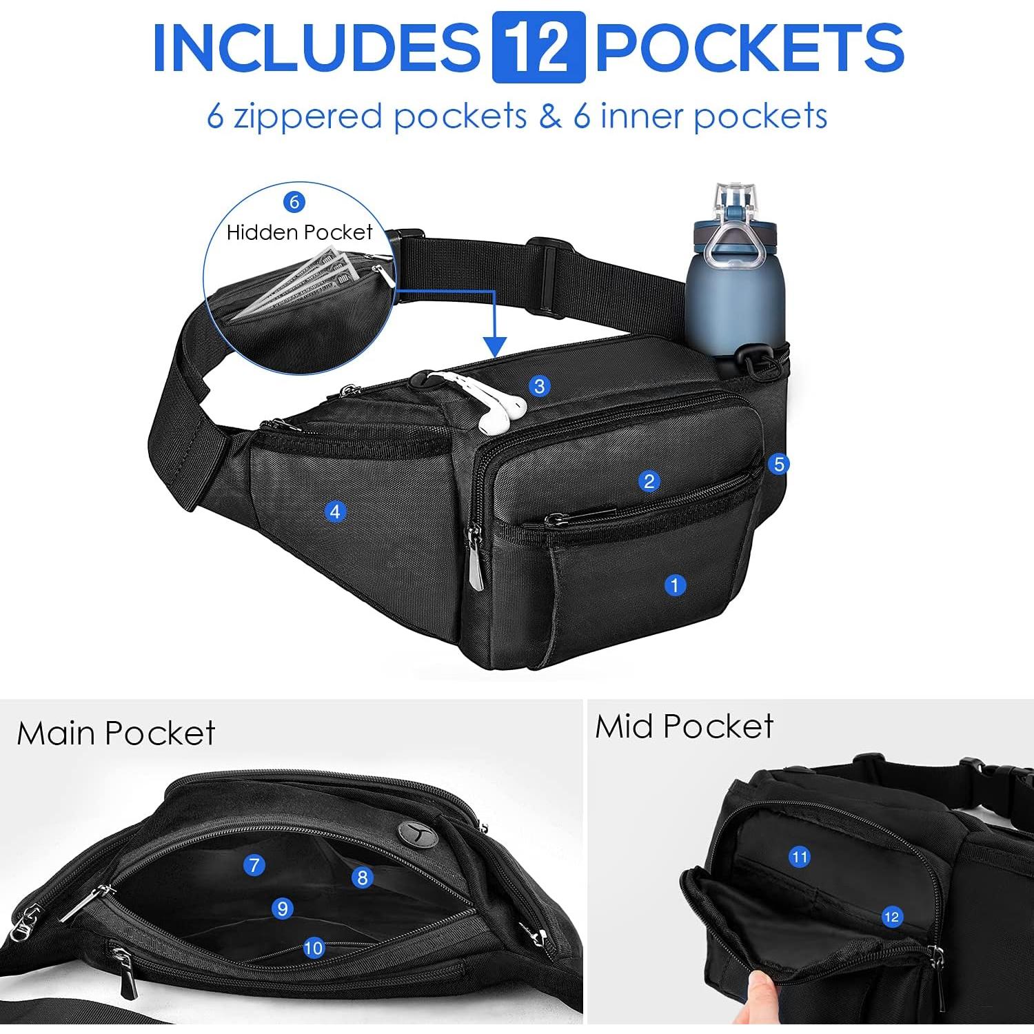 Bolsa de Cintura NOOLA para Senderismo y Ciclismo - Negro