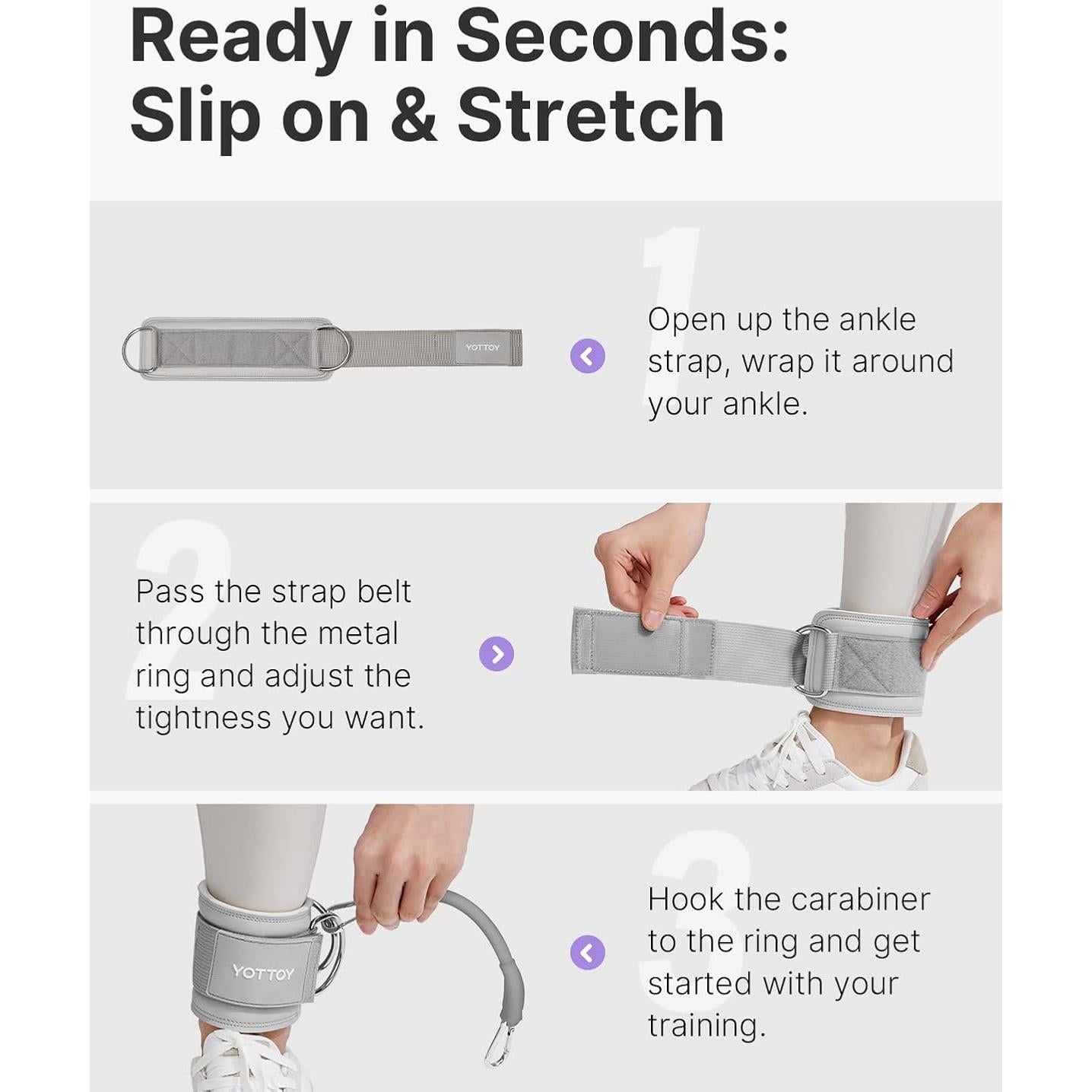 Bandas de Resistencia para Tobillo YOTTOY - 3 Niveles Ajustables