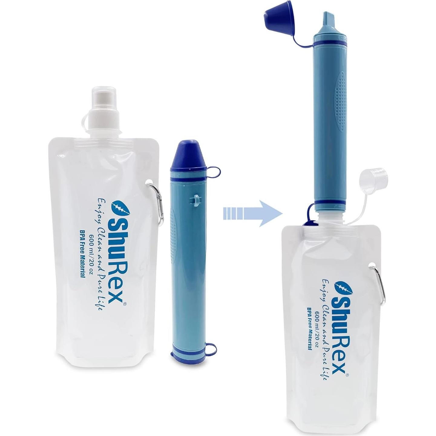 Paquete de 4 bolsas de agua colapsables 600ml ShuRex